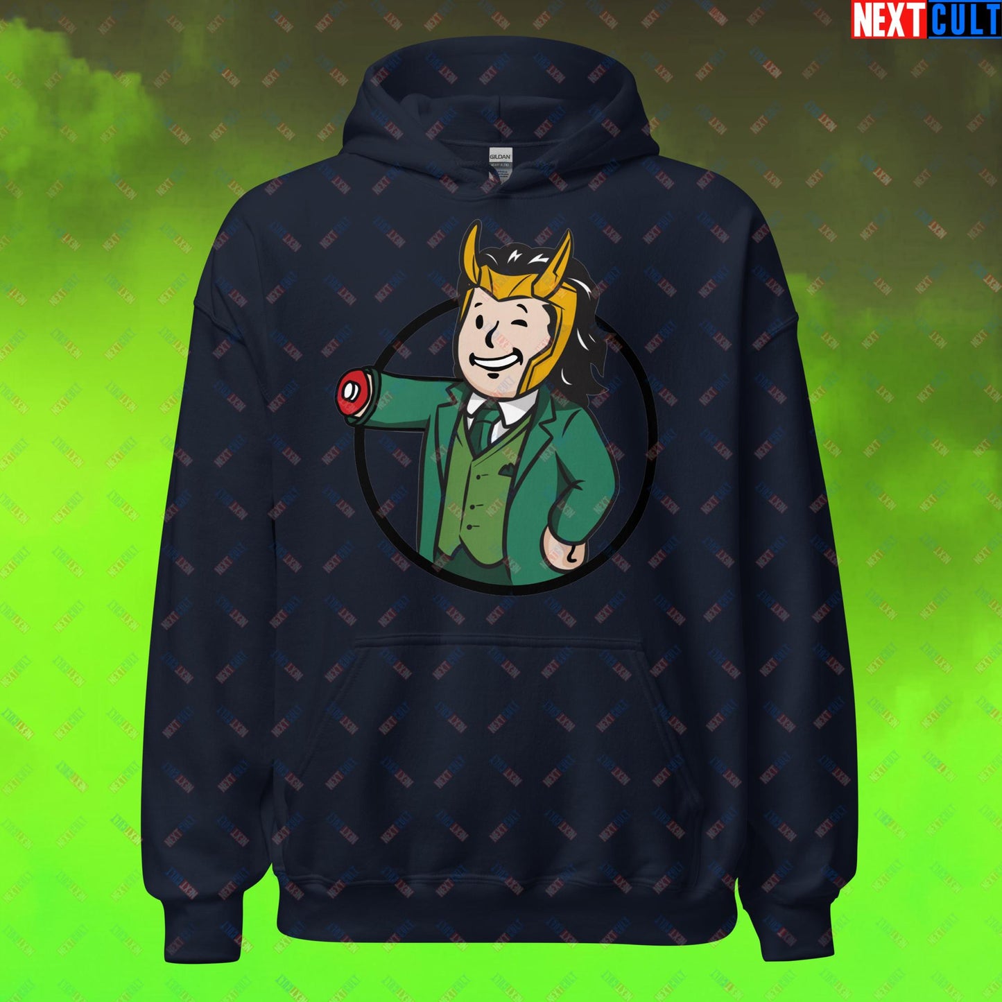 Loki Vault Boy Fallout Funny Meme Cartoon Mashup Unisex Hoodie Next Cult Brand