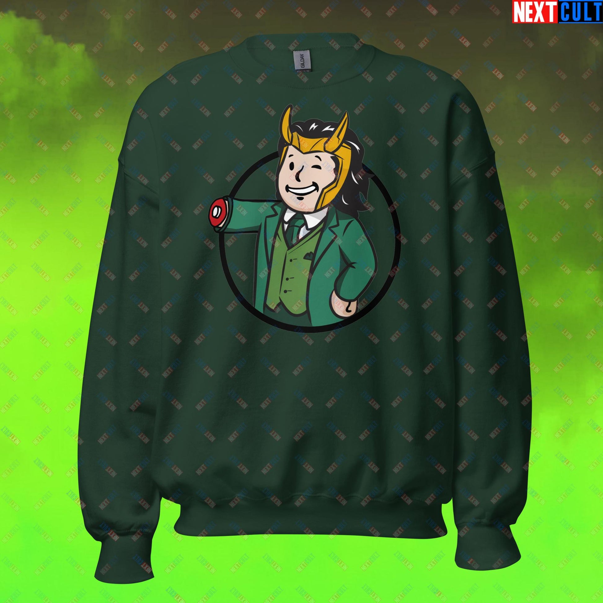 Loki Vault Boy Fallout Funny Meme Cartoon Mashup Unisex Sweatshirt Next Cult Brand