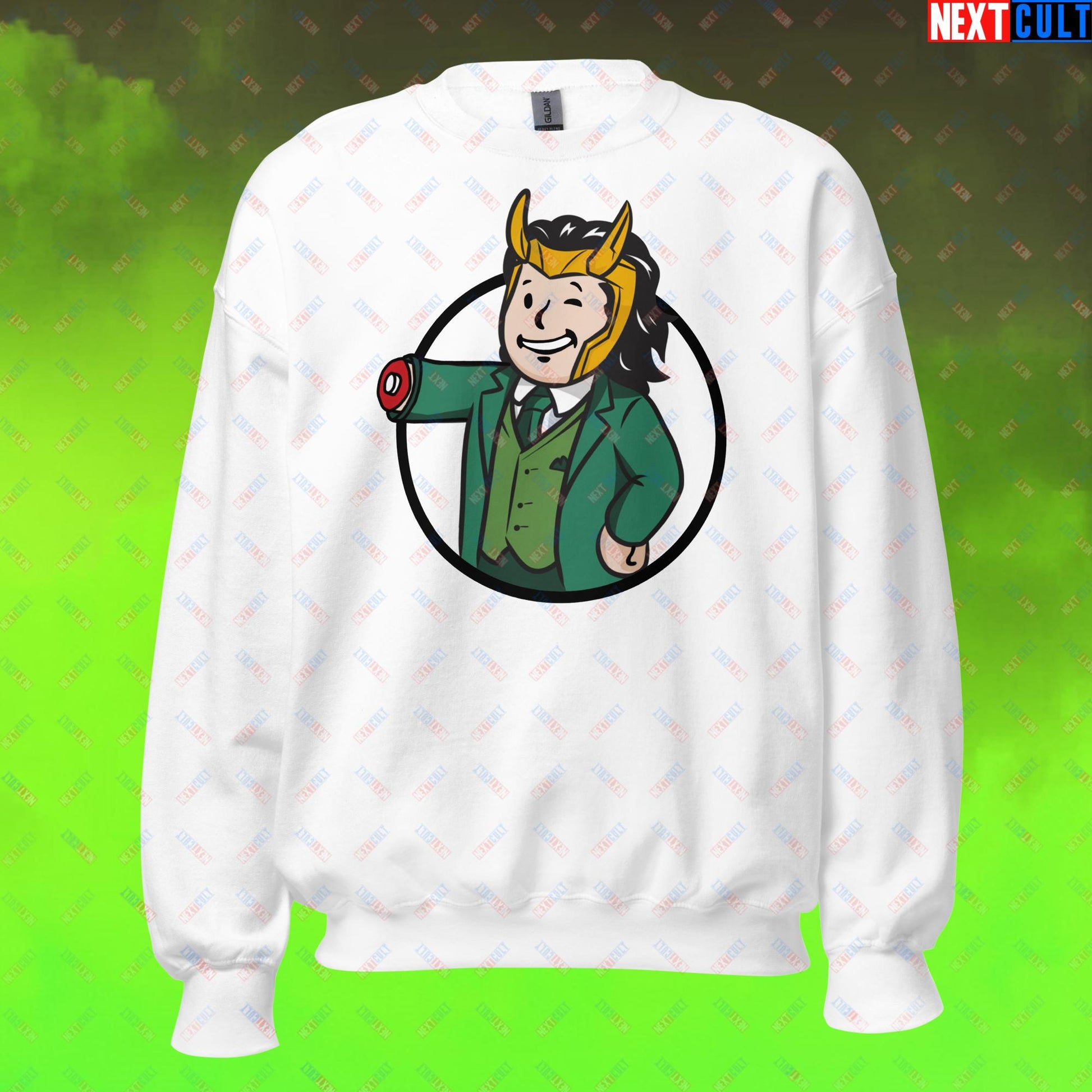 Loki Vault Boy Fallout Funny Meme Cartoon Mashup Unisex Sweatshirt Next Cult Brand