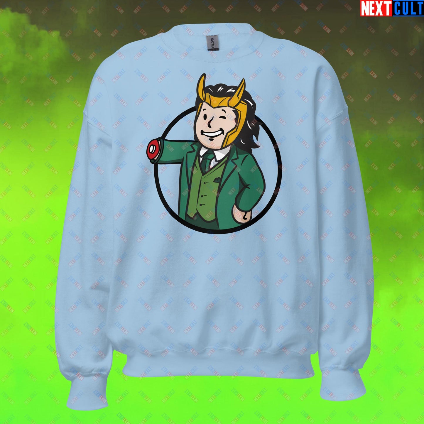 Loki Vault Boy Fallout Funny Meme Cartoon Mashup Unisex Sweatshirt Next Cult Brand