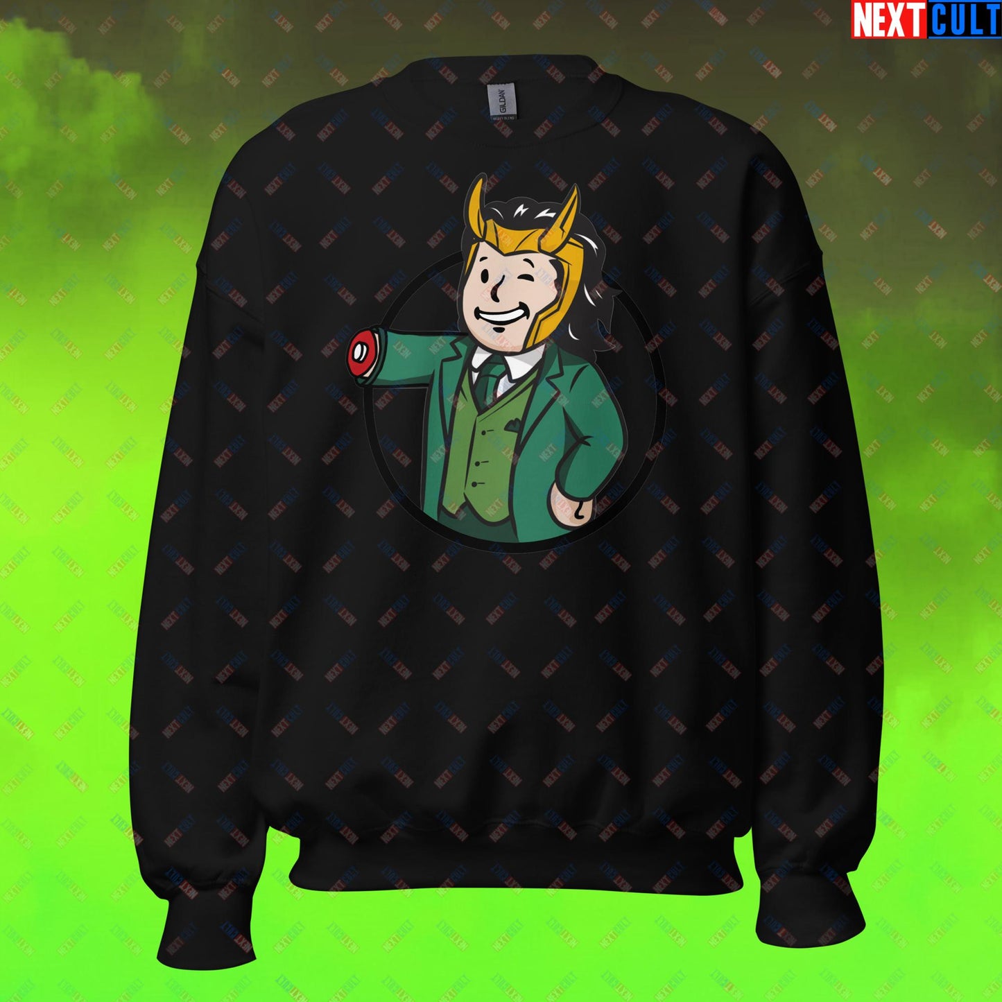 Loki Vault Boy Fallout Funny Meme Cartoon Mashup Unisex Sweatshirt Next Cult Brand