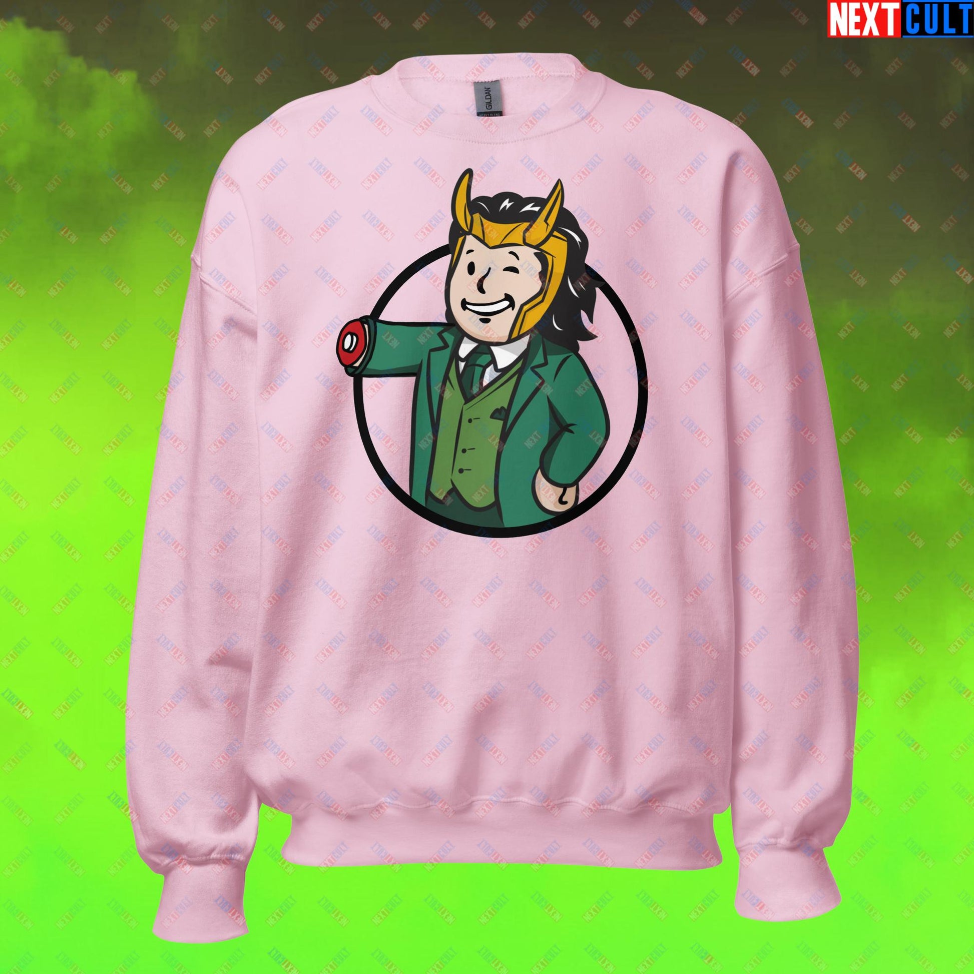 Loki Vault Boy Fallout Funny Meme Cartoon Mashup Unisex Sweatshirt Next Cult Brand