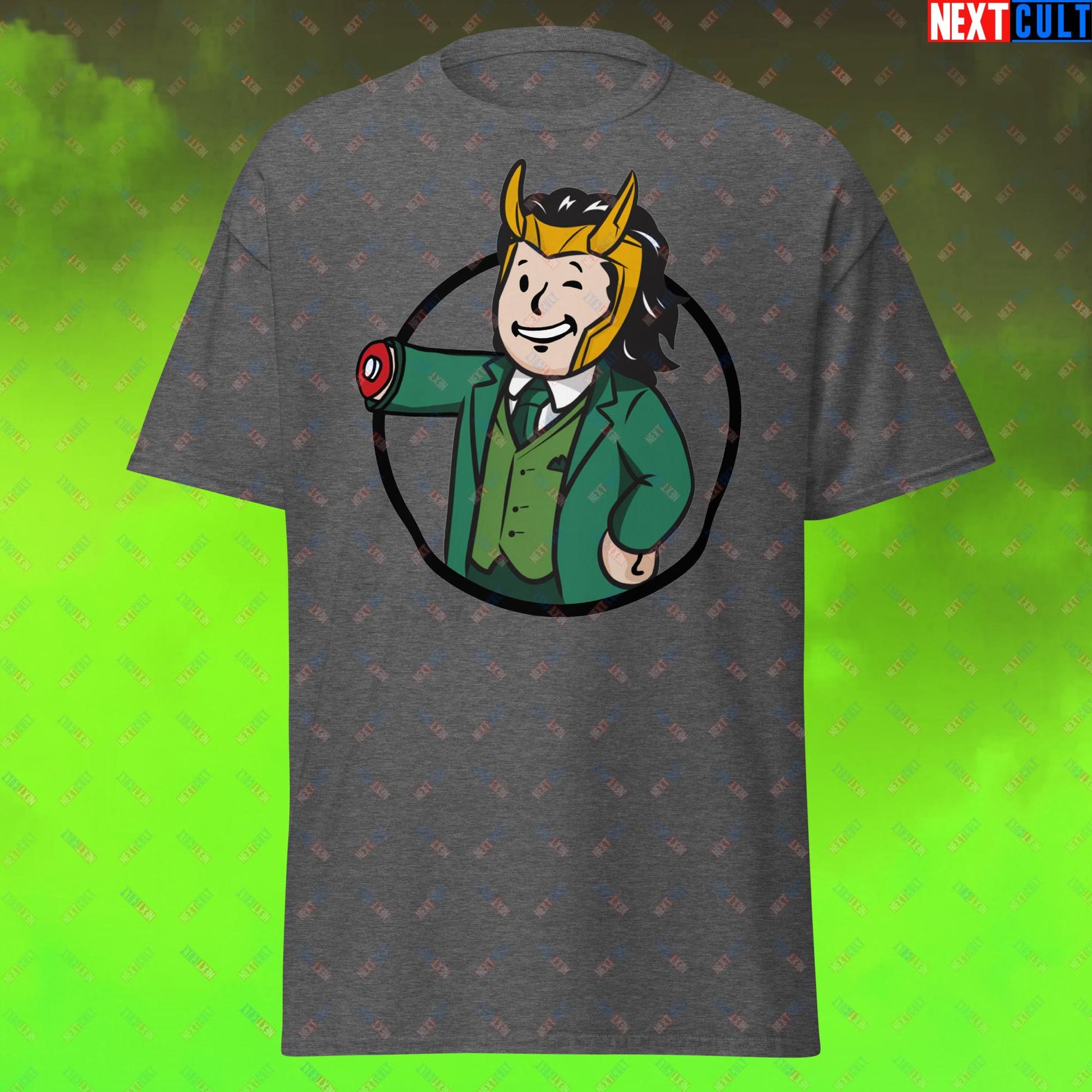 Loki Vault Boy Fallout Funny Meme Cartoon Mashup Unisex tee Next Cult Brand