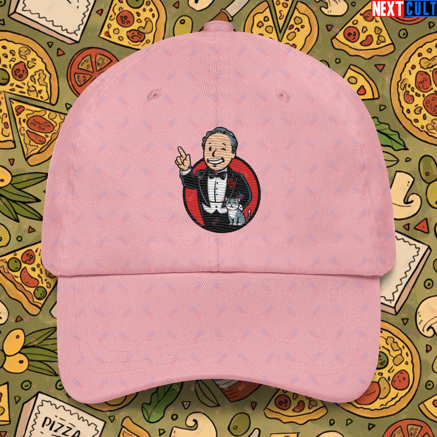 Mafia Boy The Godfather Fallout Funny Meme Cartoon Mashup Dad hat Pink Hats Fallout Movies The Godfather Vault Boy Next Cult Brand