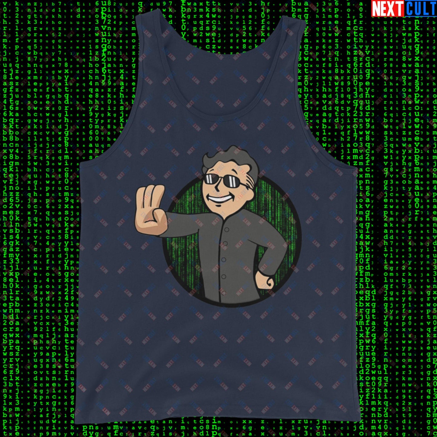 Matrix Vault Boy Fallout Funny Meme Cartoon Mashup Tank Top Next Cult Brand