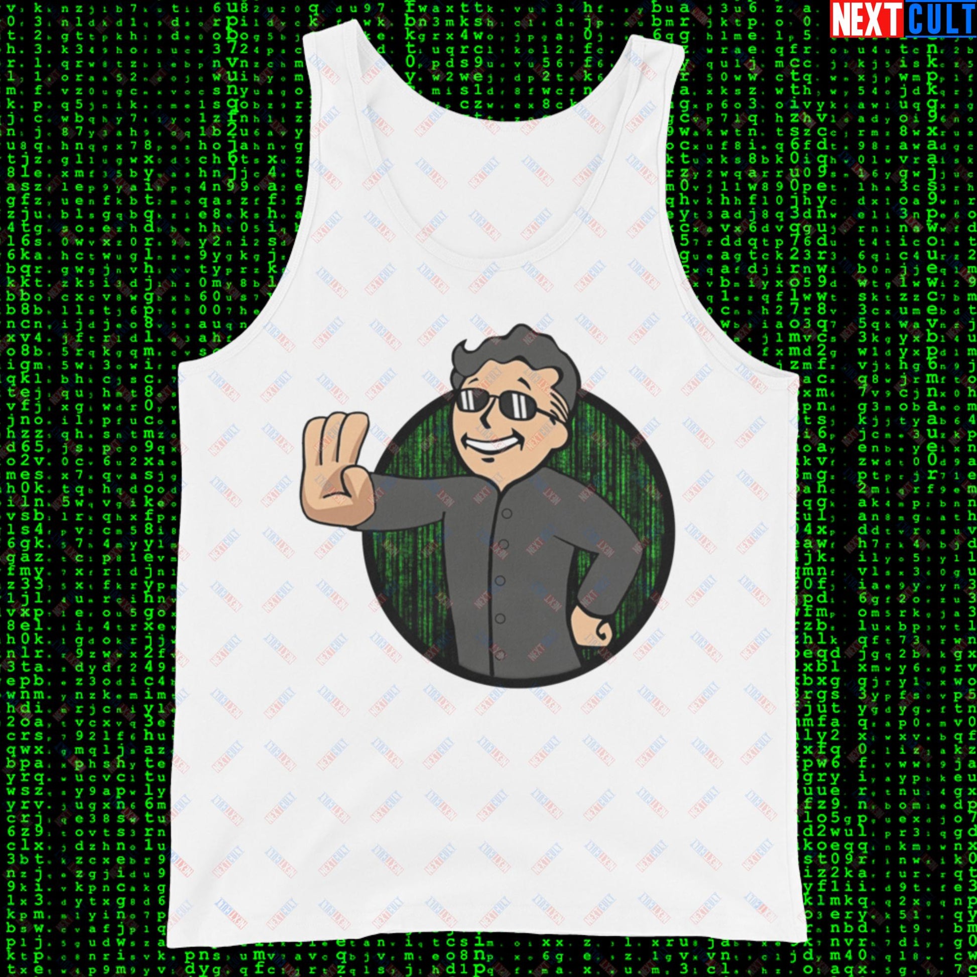 Matrix Vault Boy Fallout Funny Meme Cartoon Mashup Tank Top Next Cult Brand