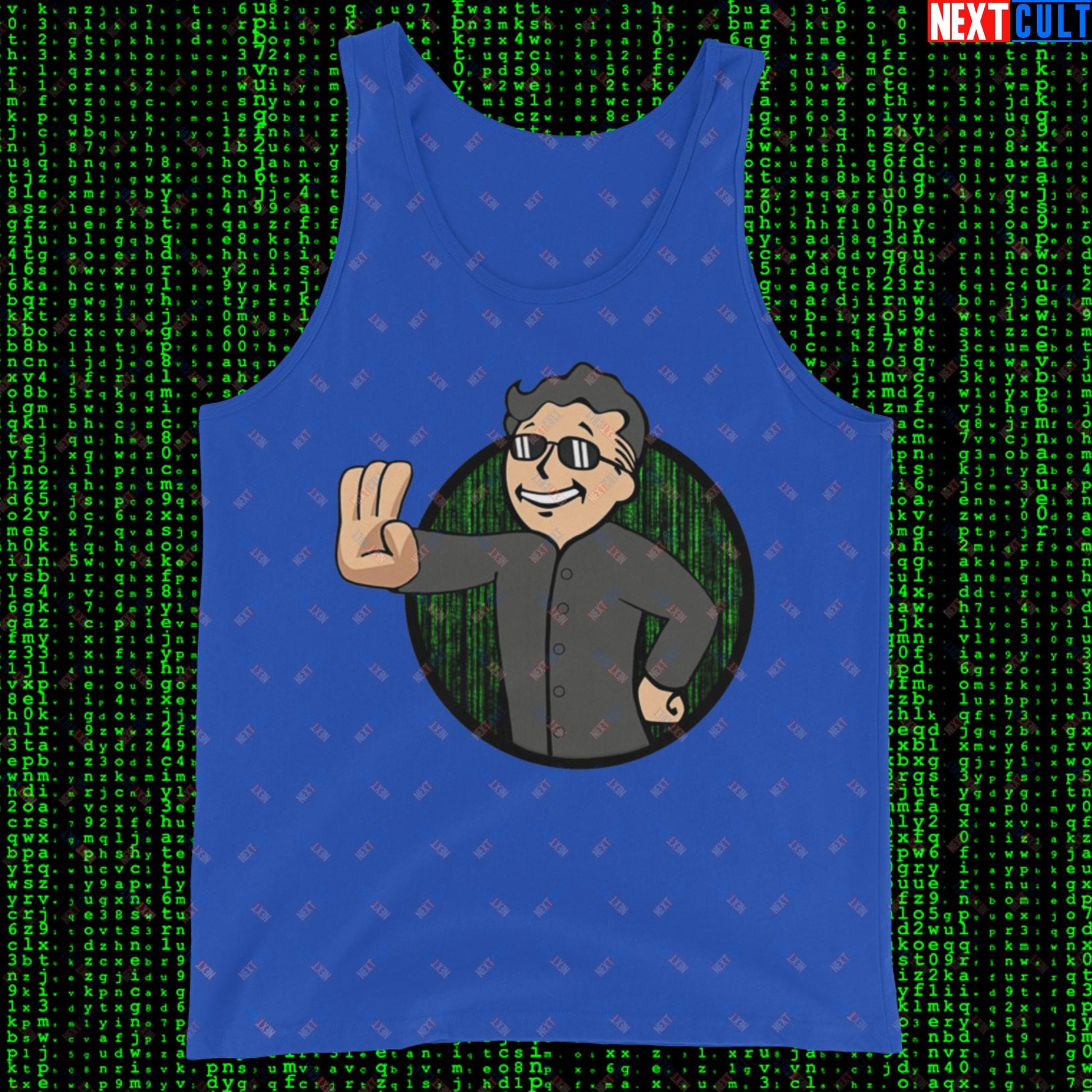 Matrix Vault Boy Fallout Funny Meme Cartoon Mashup Tank Top Next Cult Brand