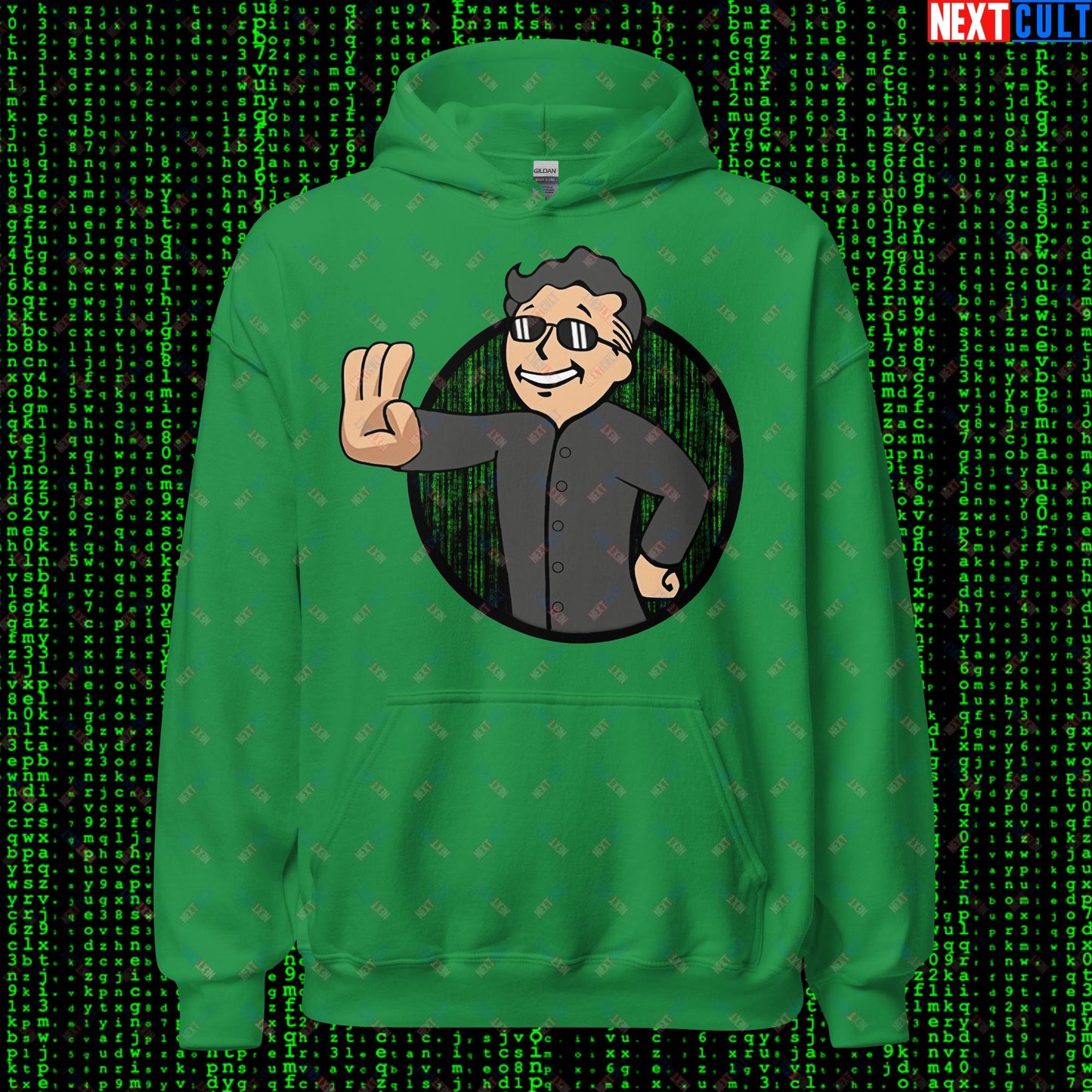 Matrix Vault Boy Fallout Funny Meme Cartoon Mashup Unisex Hoodie Next Cult Brand