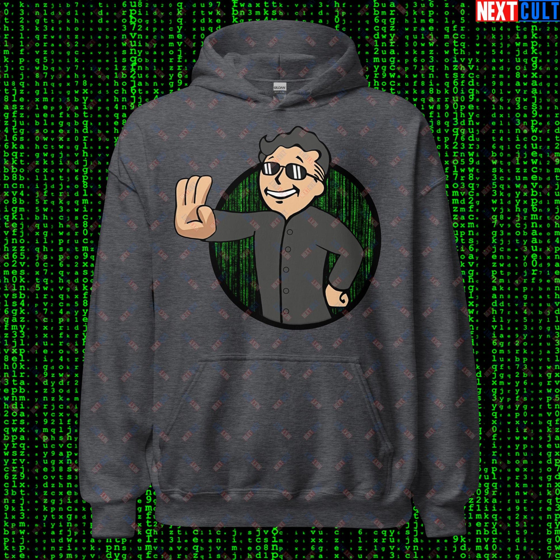 Matrix Vault Boy Fallout Funny Meme Cartoon Mashup Unisex Hoodie Next Cult Brand