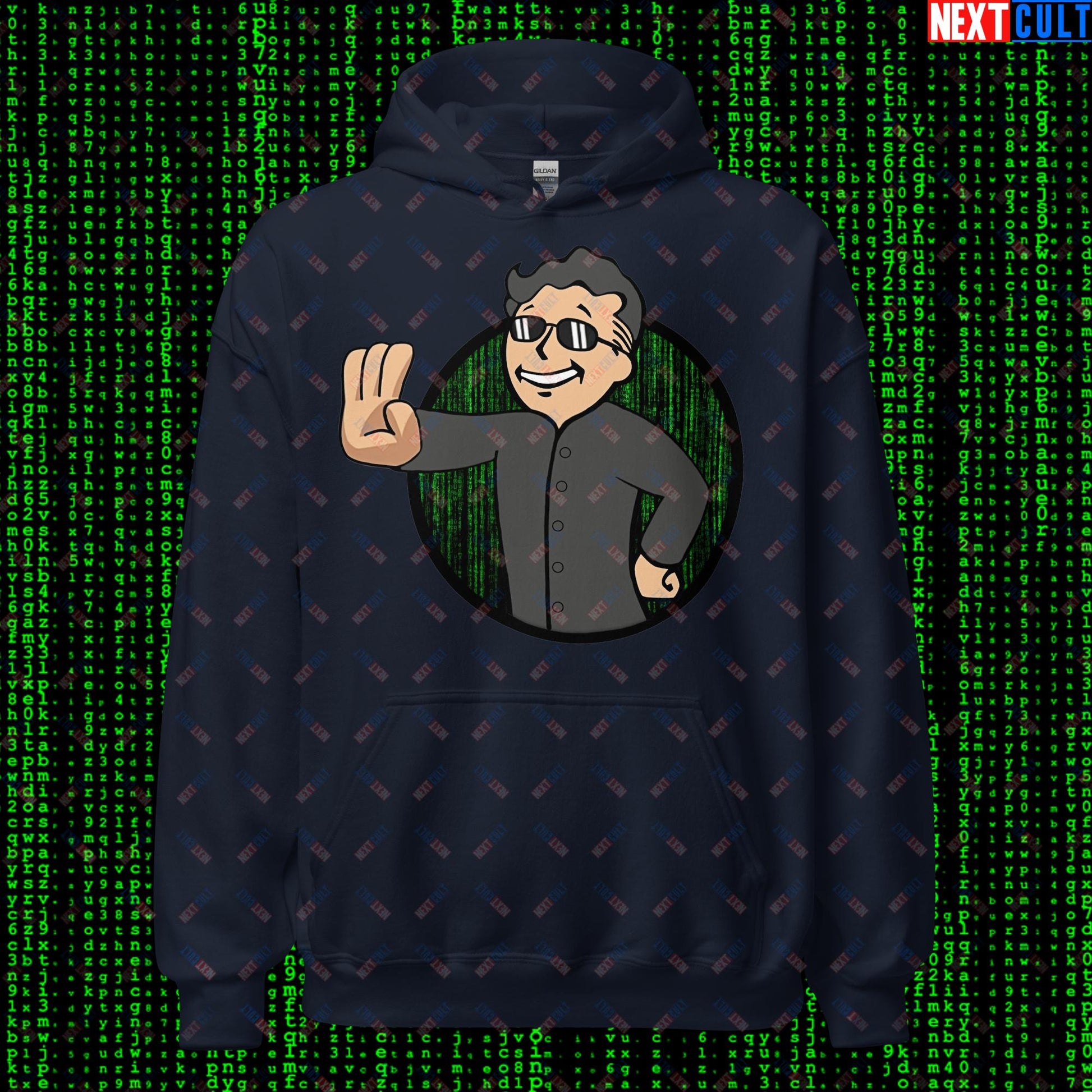 Matrix Vault Boy Fallout Funny Meme Cartoon Mashup Unisex Hoodie Next Cult Brand