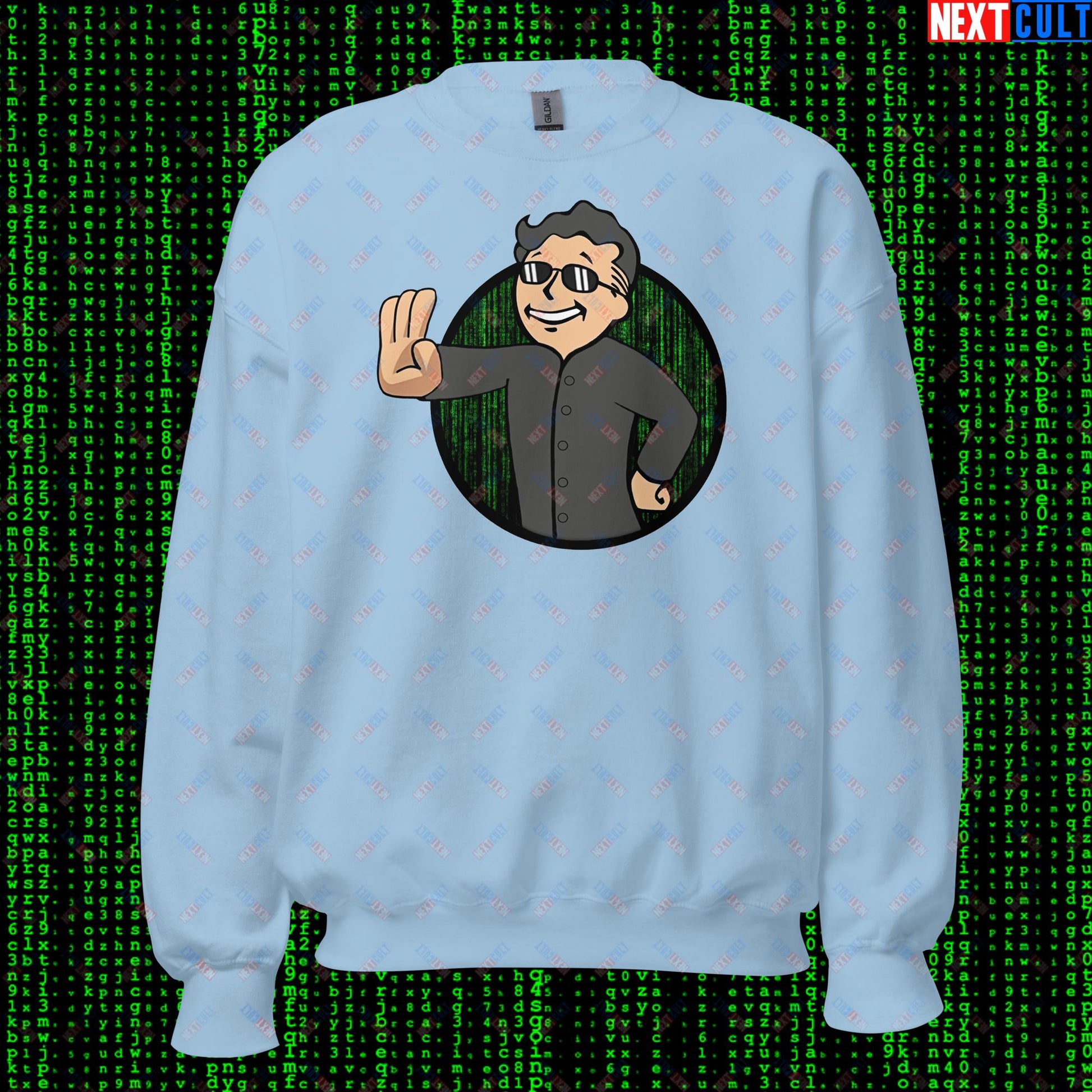 Matrix Vault Boy Fallout Funny Meme Cartoon Mashup Unisex Sweatshirt Next Cult Brand