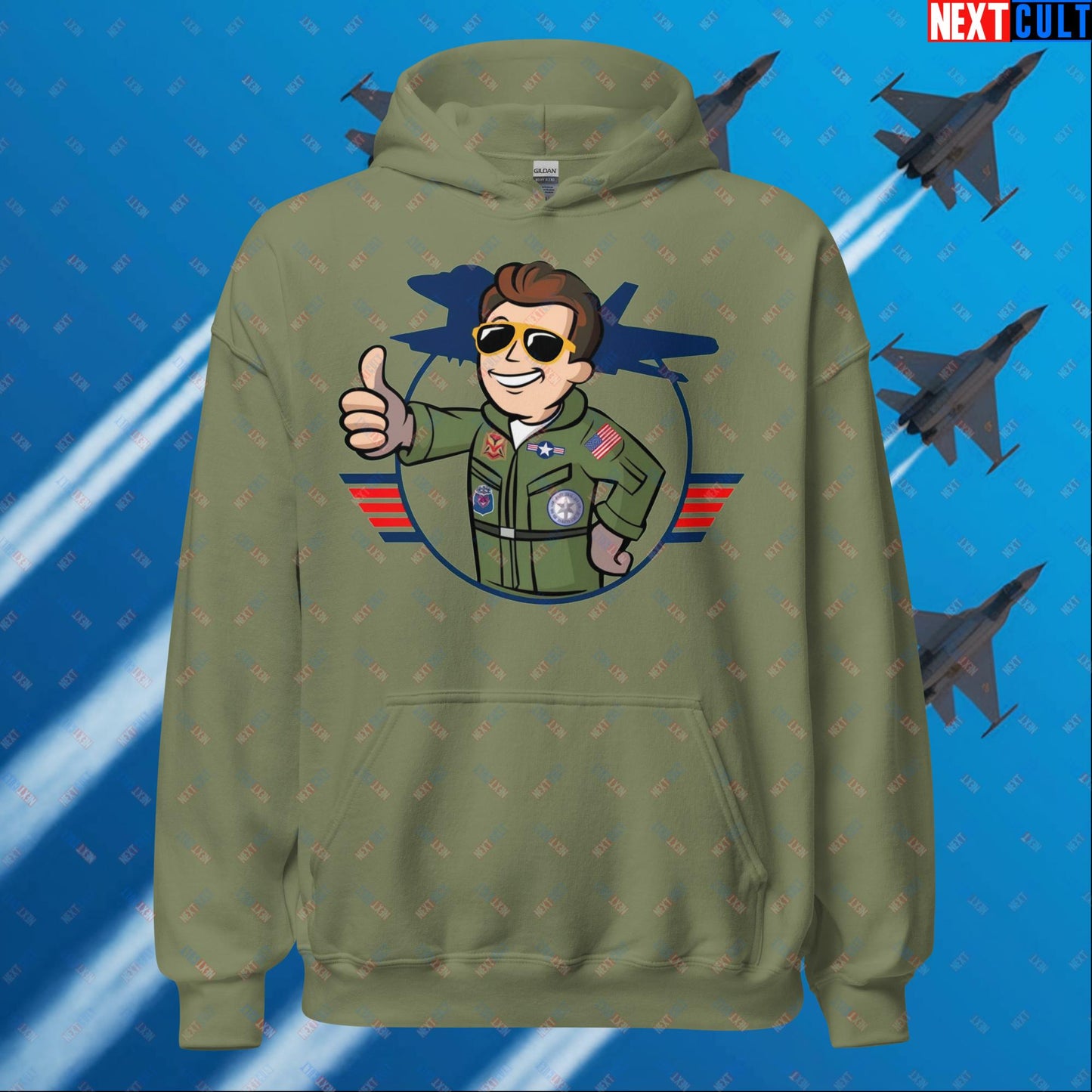 Maverick Boy Top Gun Vault Boy Fallout Funny Meme Cartoon Mashup Unisex Hoodie Next Cult Brand