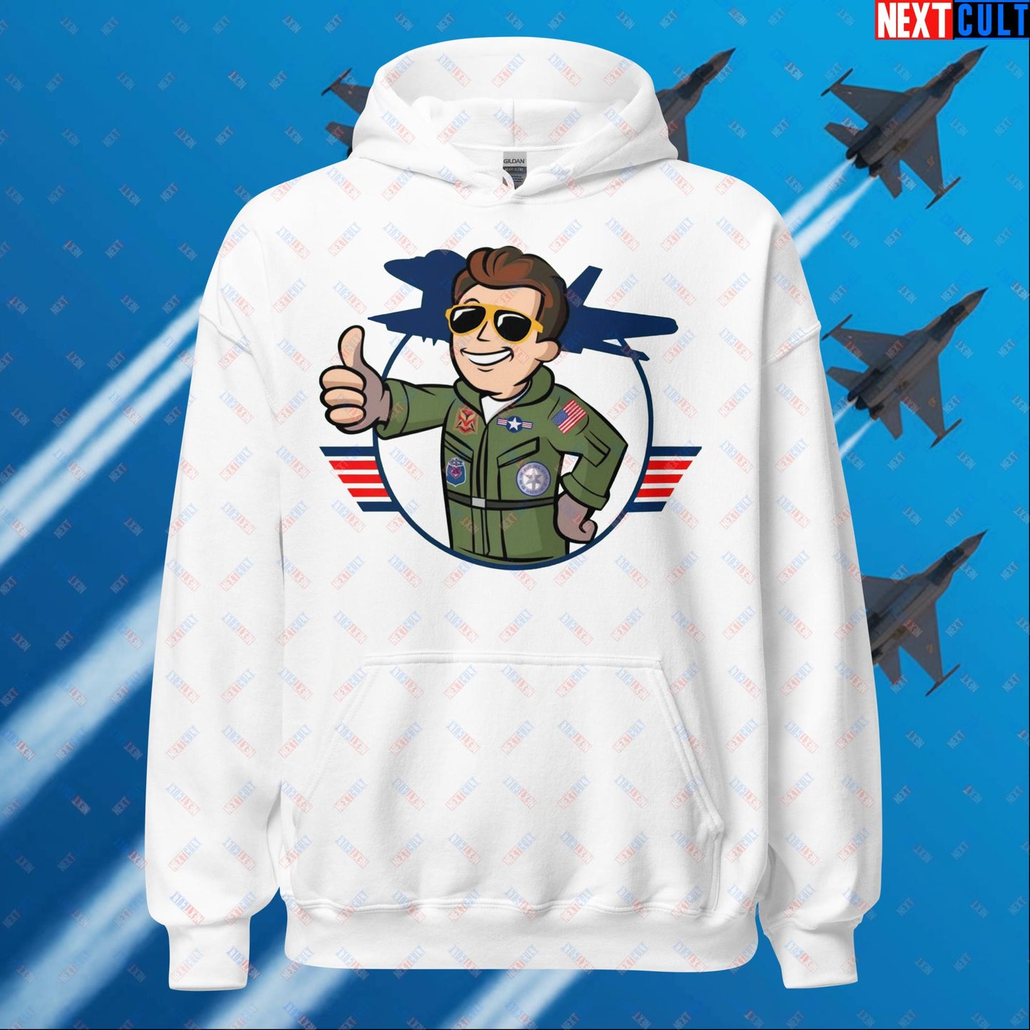 Maverick Boy Top Gun Vault Boy Fallout Funny Meme Cartoon Mashup Unisex Hoodie Next Cult Brand