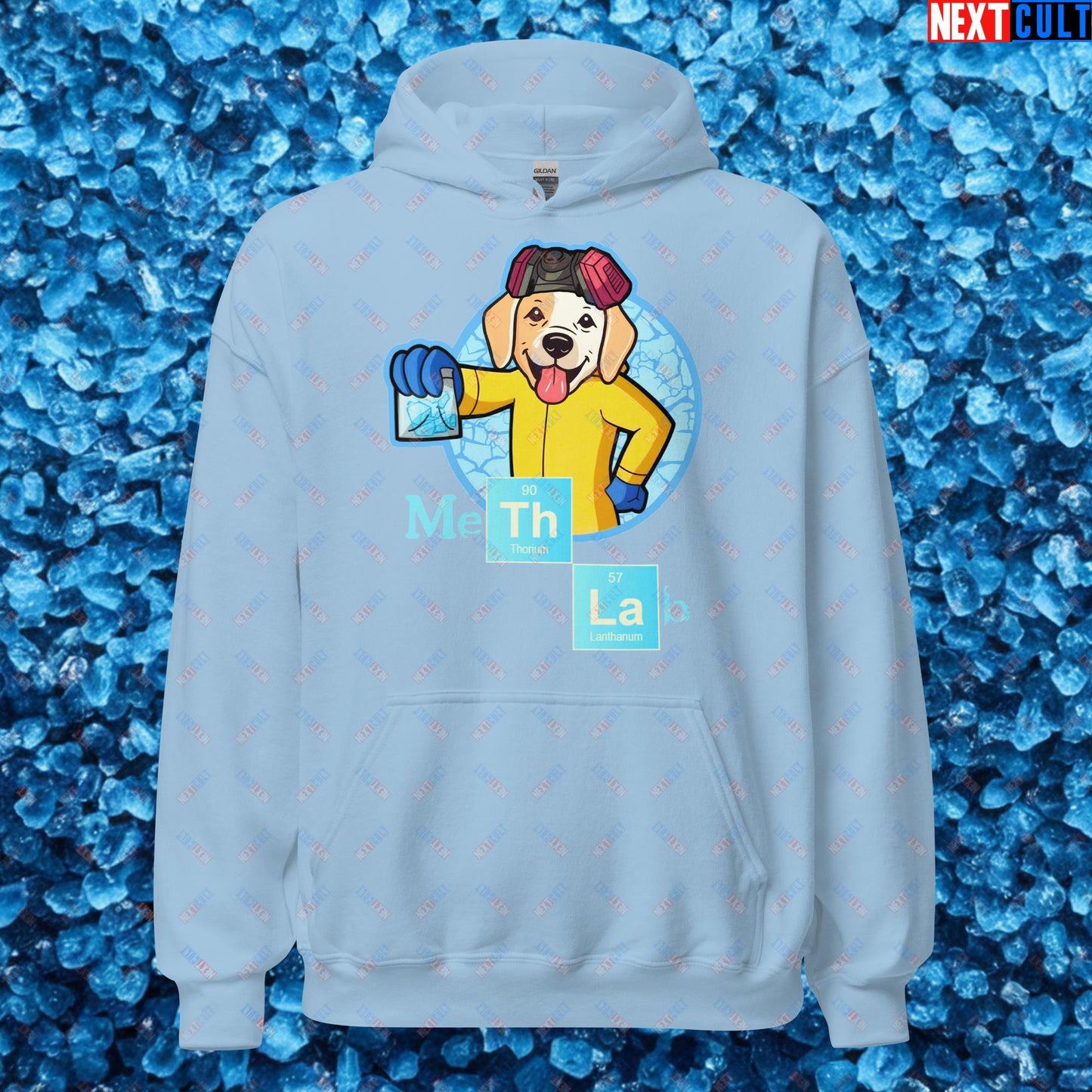 Meth Lab Breaking Bad Funny Labrador Retriever Dog Unisex Hoodie Light Blue Hoodies Breaking Bad Dogs TV Shows Next Cult Brand