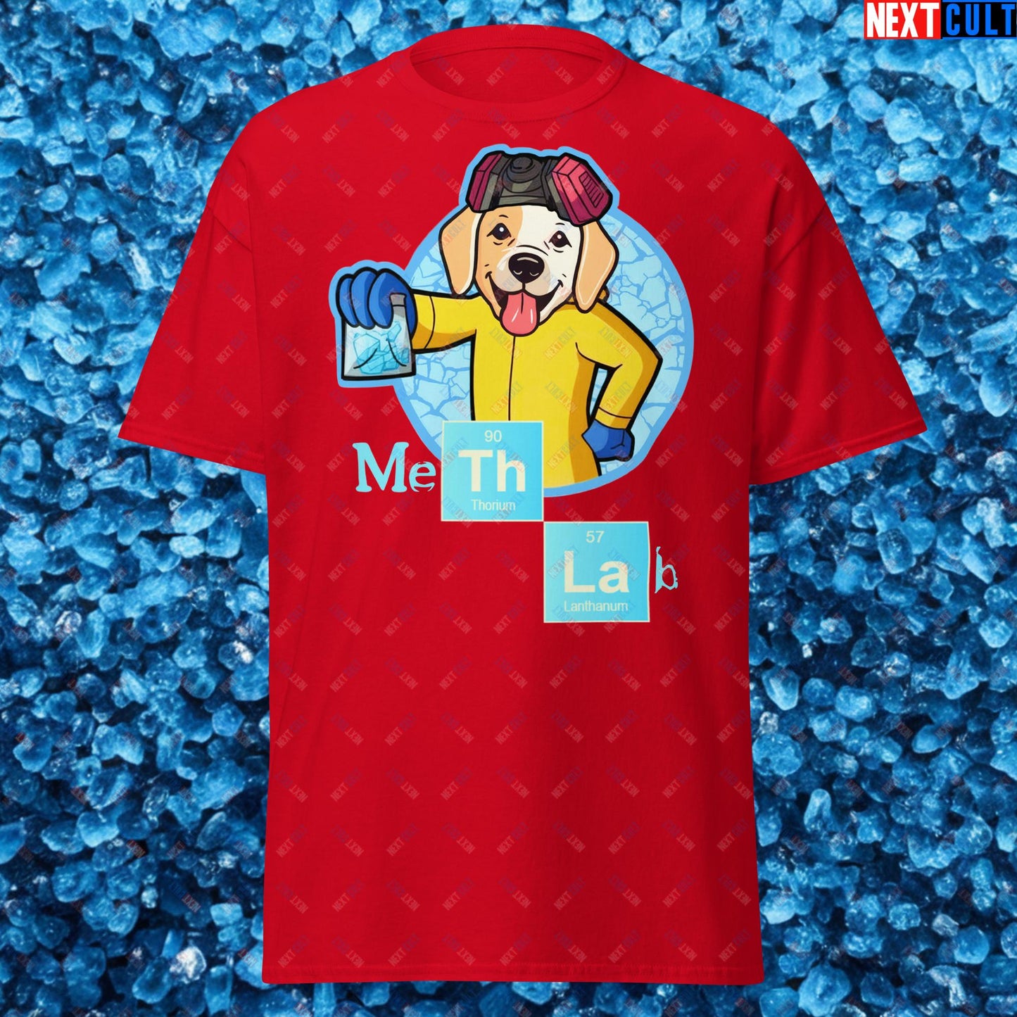 Meth Lab Breaking Bad Funny Labrador Retriever Dog Unisex tee Red T-shirts Breaking Bad Dogs TV Shows Next Cult Brand