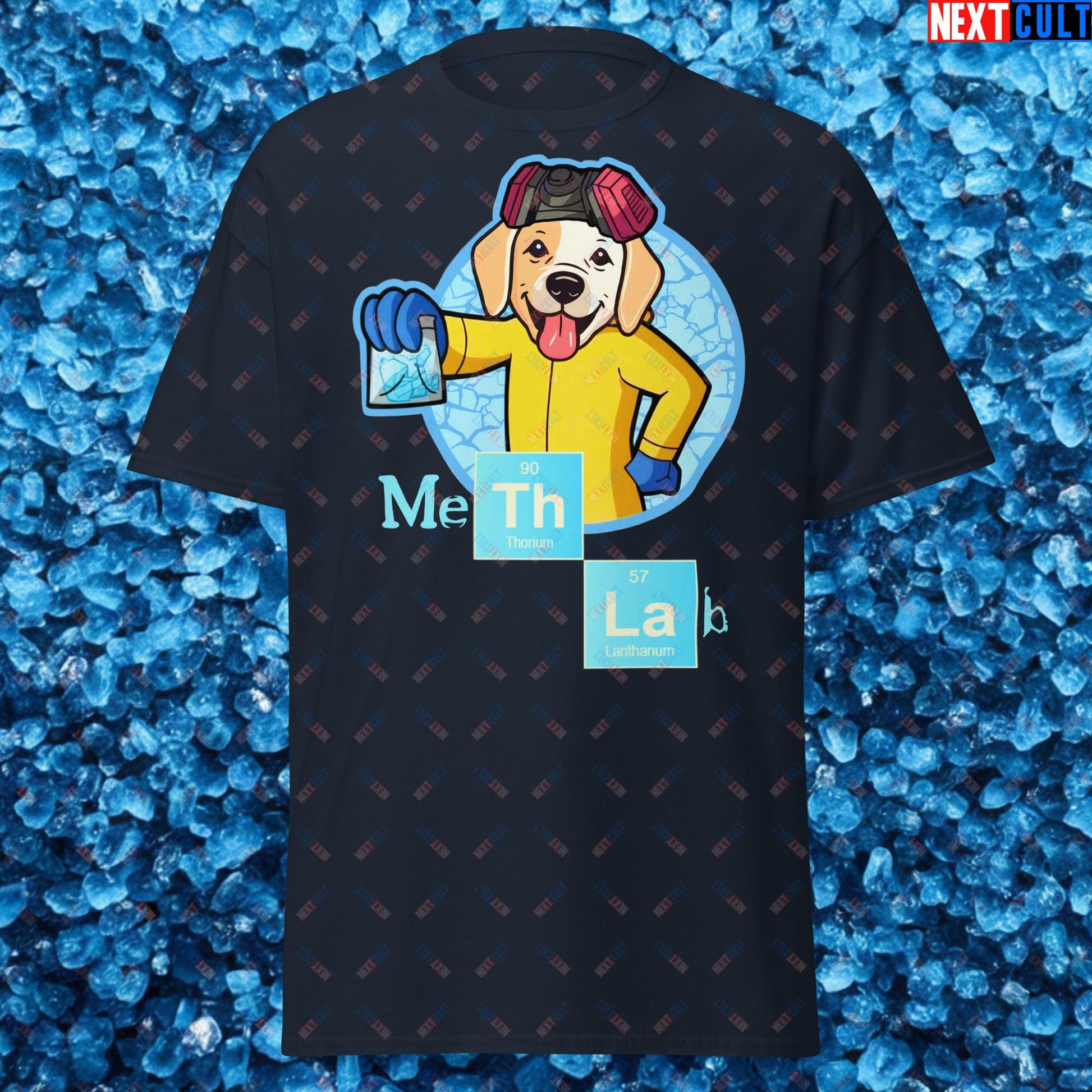 Meth Lab Breaking Bad Funny Labrador Retriever Dog Unisex tee Navy T-shirts Breaking Bad Dogs TV Shows Next Cult Brand