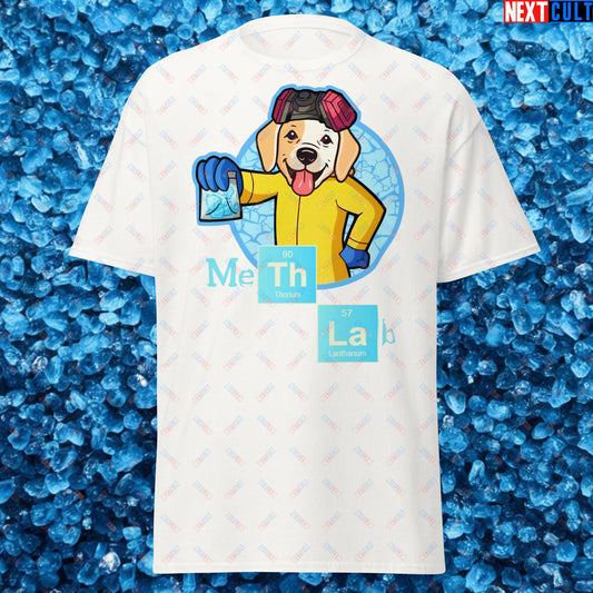 Meth Lab Breaking Bad Funny Labrador Retriever Dog Unisex tee White T-shirts Breaking Bad Dogs TV Shows Next Cult Brand