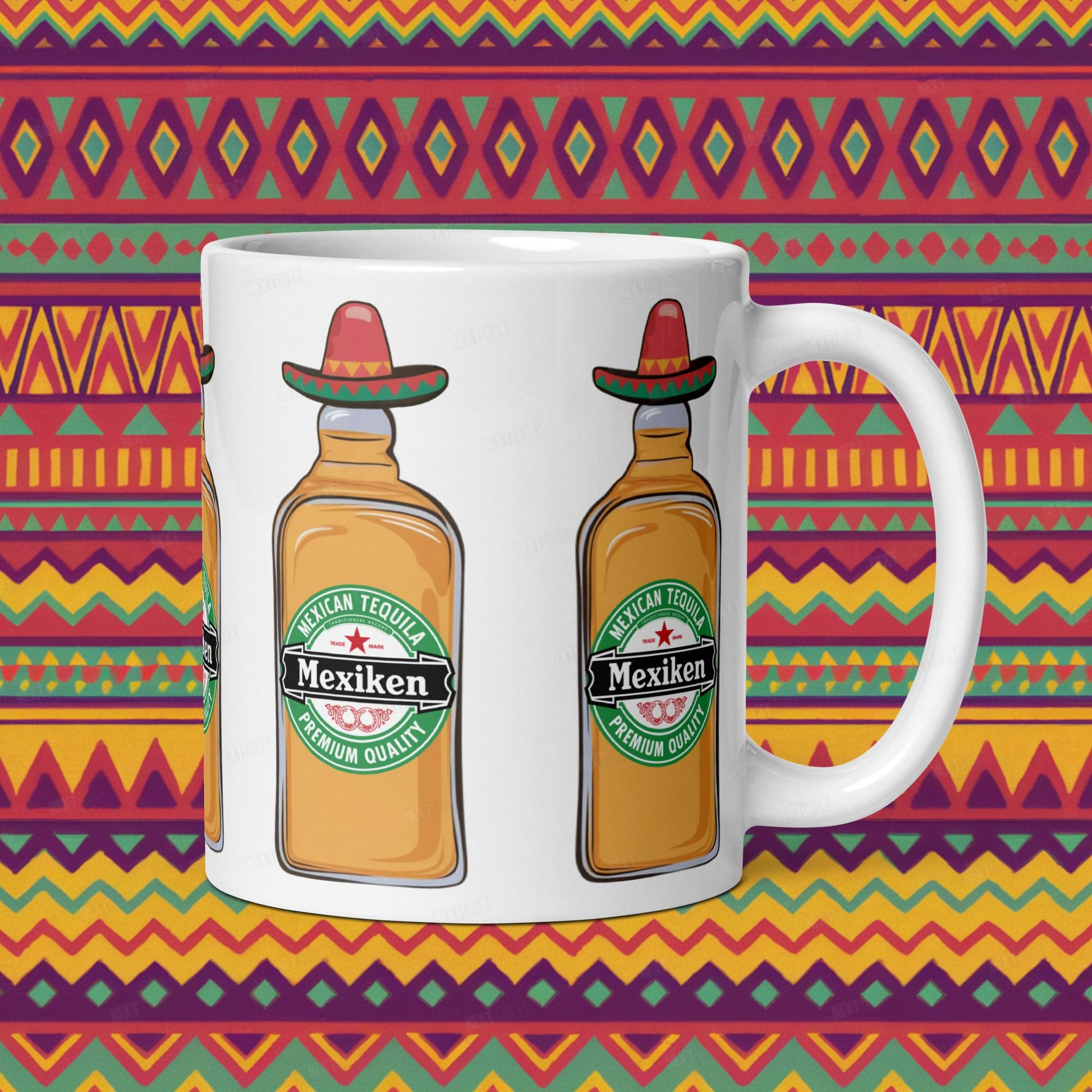 Mexiken Mexican Tequila Funny Heineken Beer Parody White glossy mug Next Cult Brand