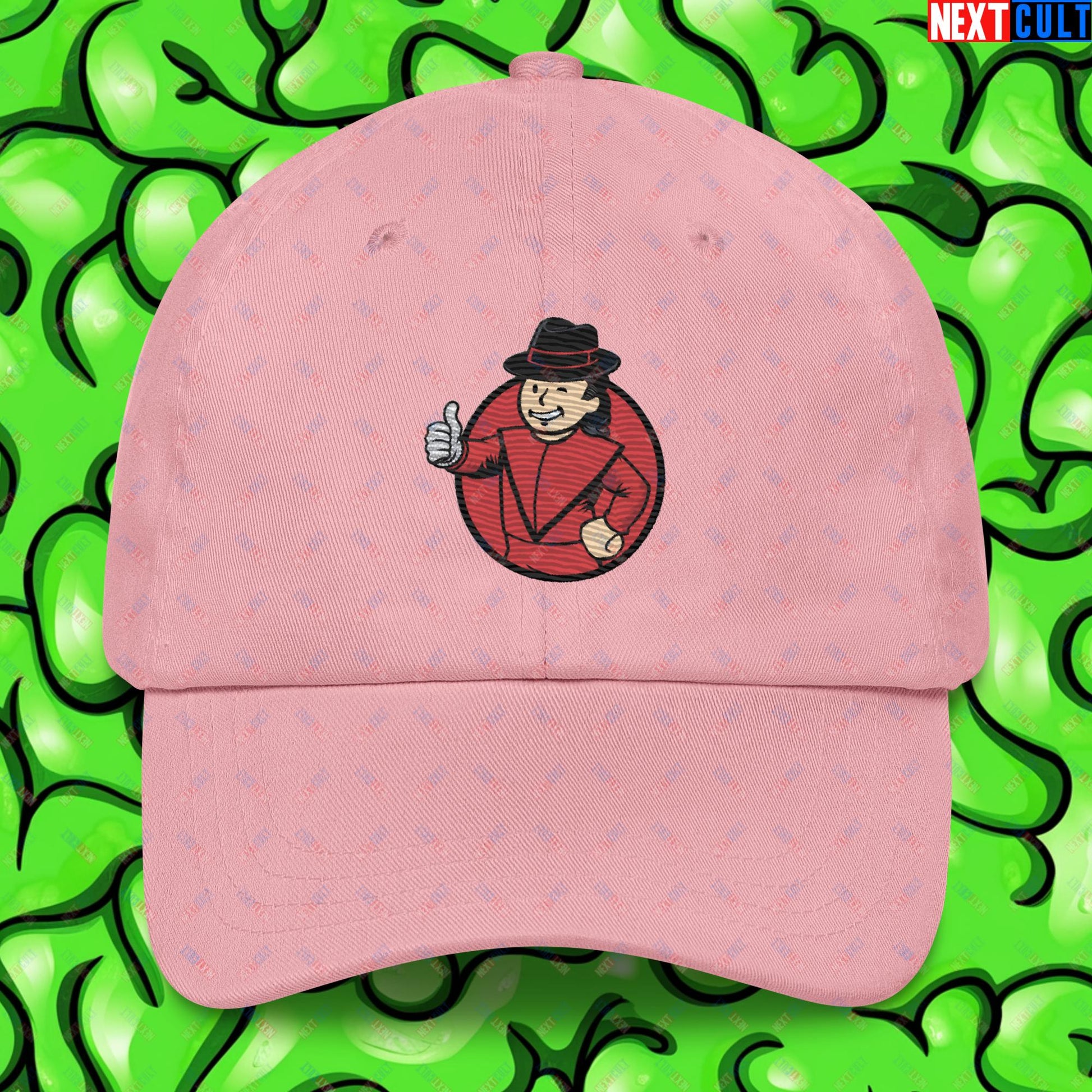 Moonwalk Boy Michael Jackson Vault Boy Fallout Funny Meme Cartoon Mashup Dad hat Pink Hats Fallout Michael Jackson Music Vault Boy Next Cult Brand