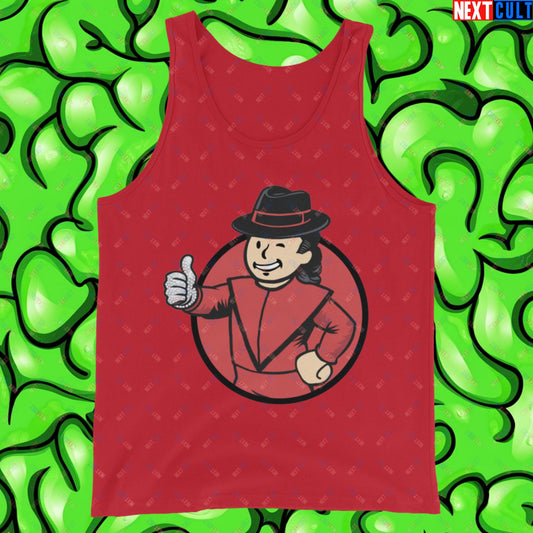 Moonwalk Boy Michael Jackson Vault Boy Fallout Funny Meme Cartoon Mashup Tank Top Red Tank Tops Fallout Michael Jackson Music Vault Boy Next Cult Brand