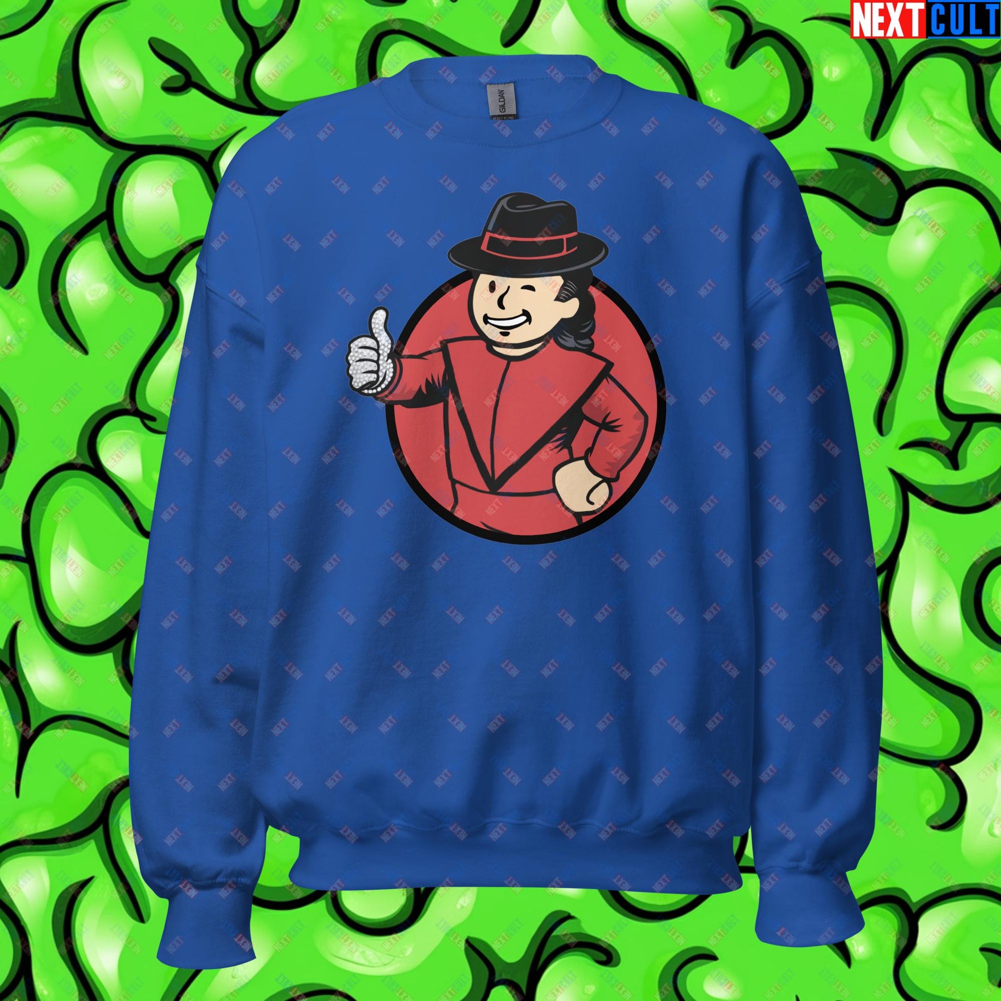 Moonwalk Boy Michael Jackson Vault Boy Fallout Funny Meme Cartoon Mashup Unisex Sweatshirt Royal Sweatshirts Fallout Michael Jackson Music Vault Boy Next Cult Brand