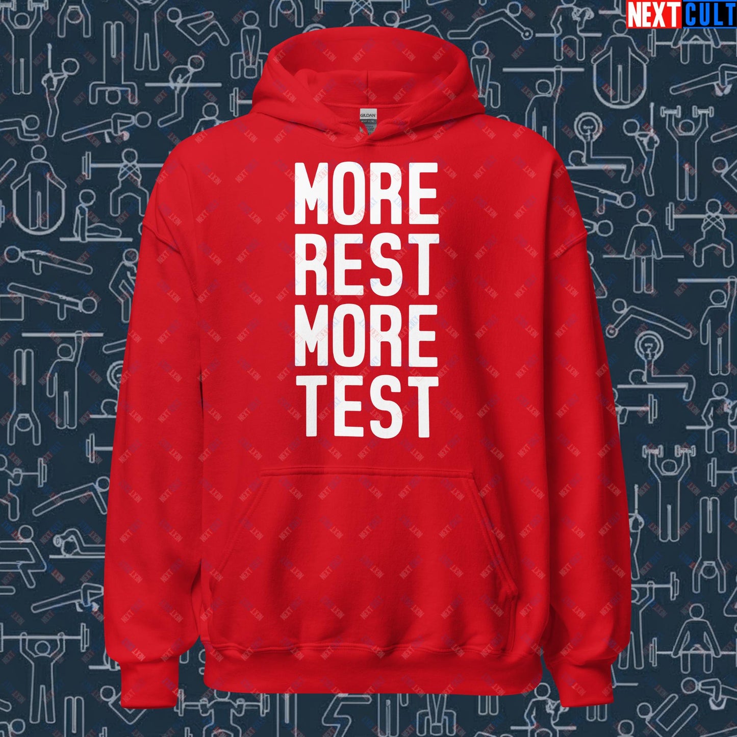 More Rest More Test Gym Meme Testosterone Funny Bro Science Unisex Hoodie Next Cult Brand