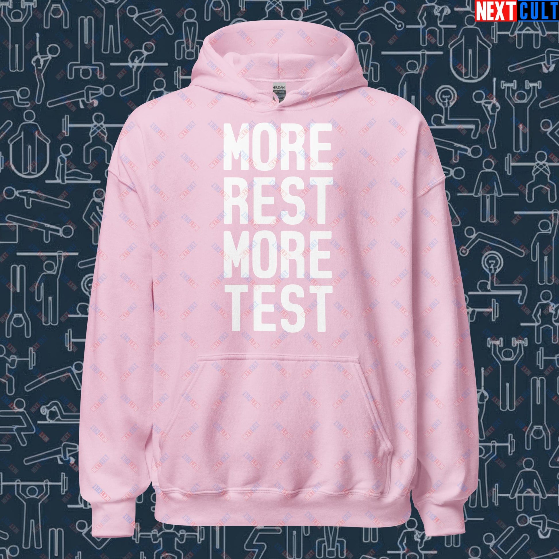 More Rest More Test Gym Meme Testosterone Funny Bro Science Unisex Hoodie Next Cult Brand