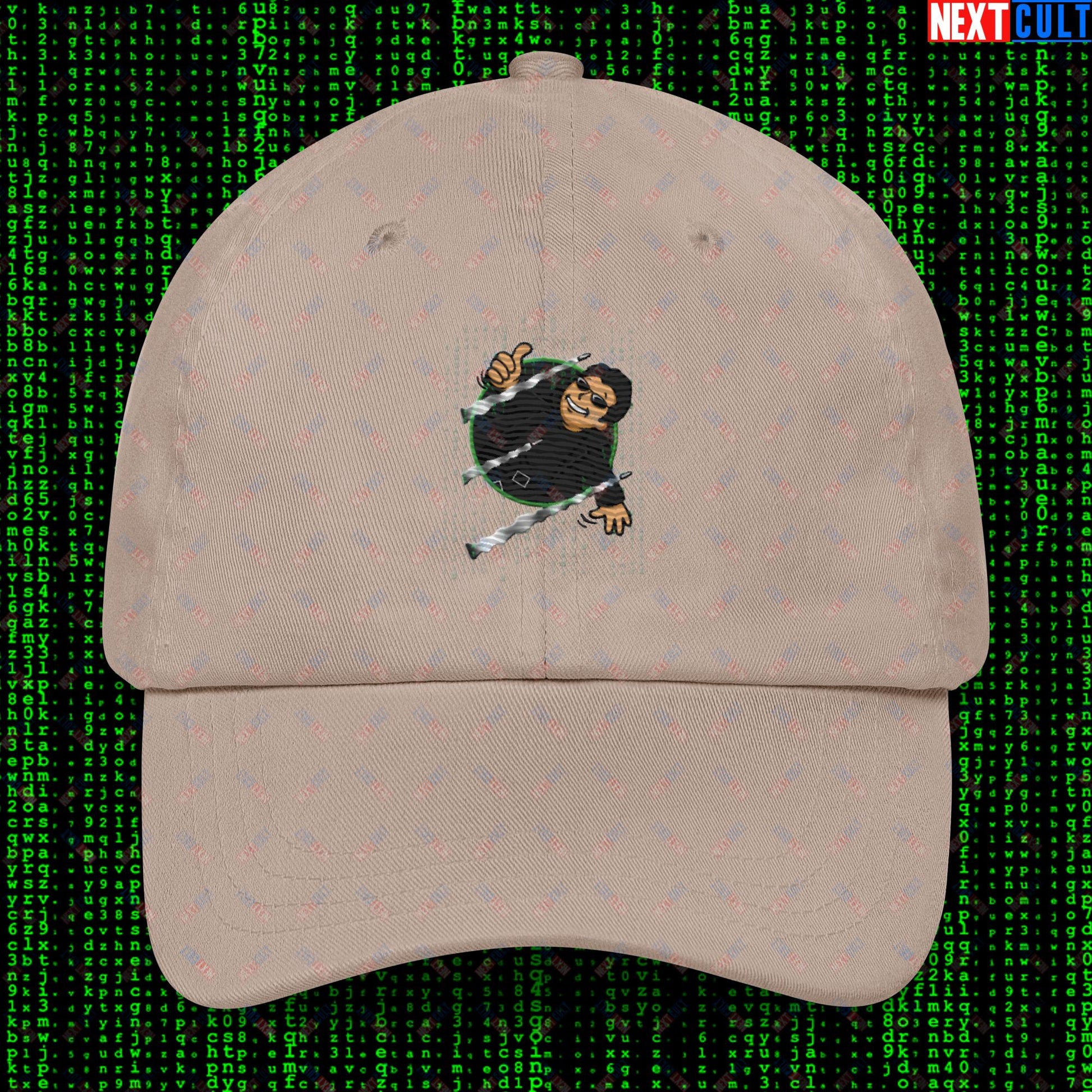 Neo Matrix Vault Boy Fallout Funny Meme Cartoon Mashup Dad hat Stone Hats Fallout Keanu Reeves Matrix Movies Vault Boy Next Cult Brand