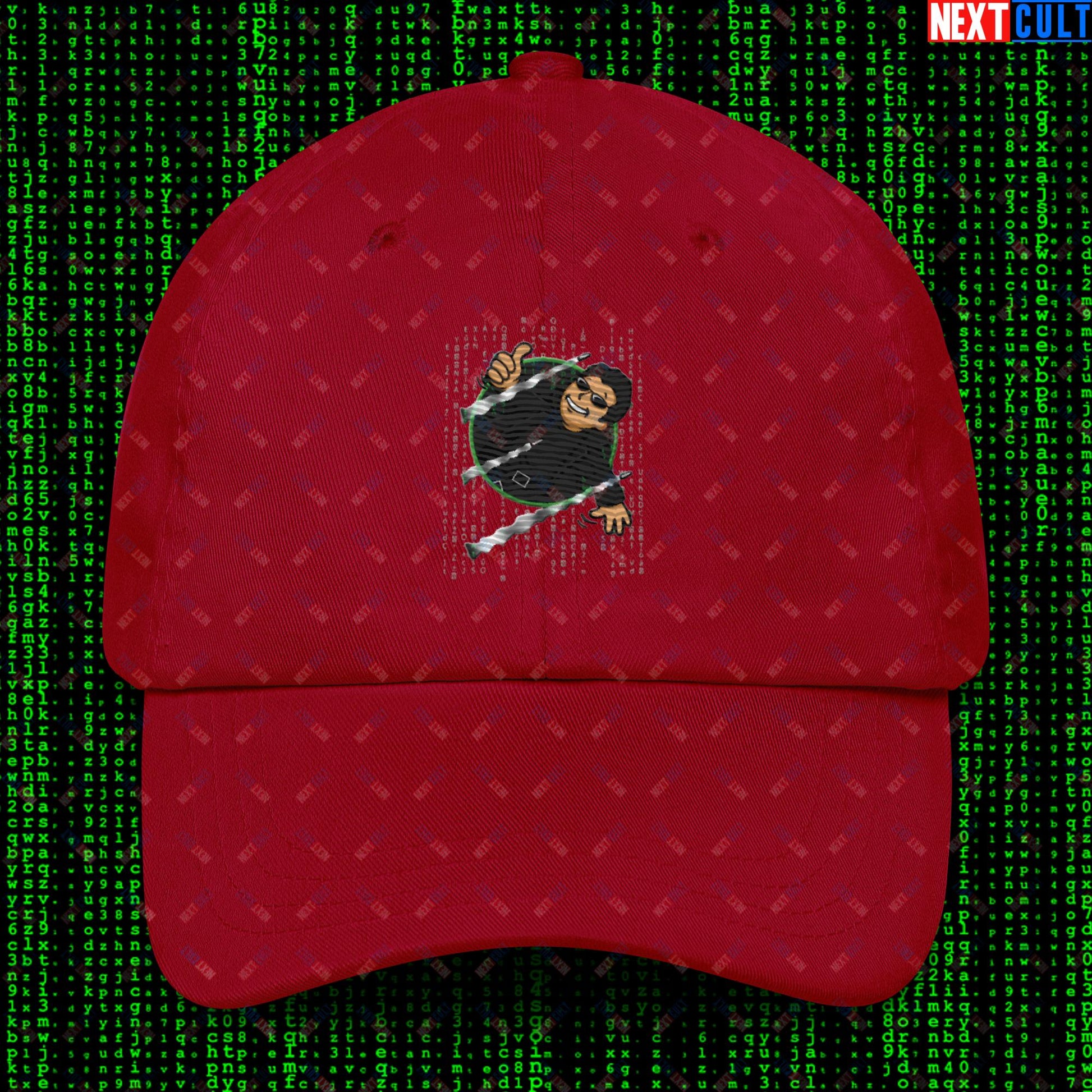 Neo Matrix Vault Boy Fallout Funny Meme Cartoon Mashup Dad hat Cranberry Hats Fallout Keanu Reeves Matrix Movies Vault Boy Next Cult Brand