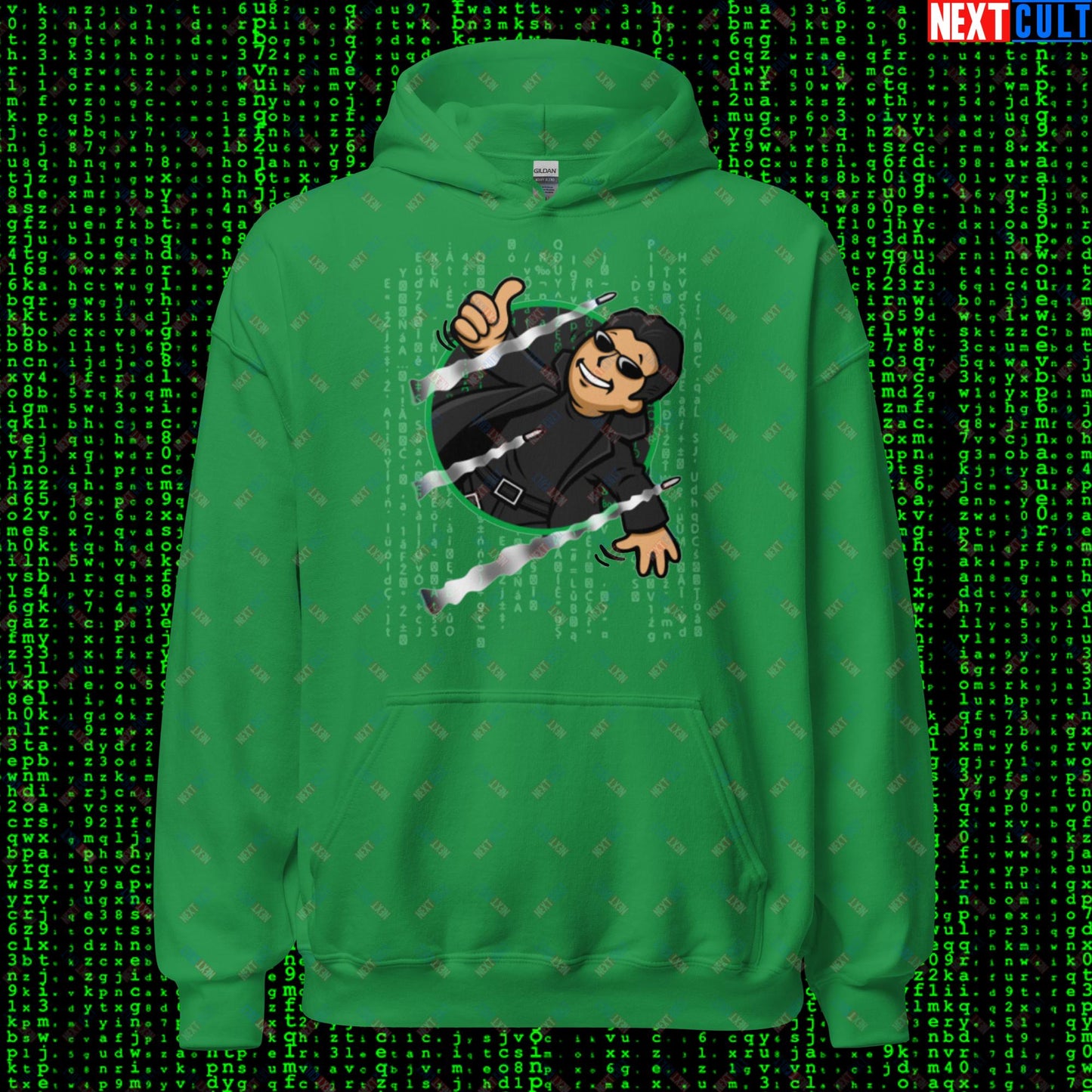 Neo Matrix Vault Boy Fallout Funny Meme Cartoon Mashup Unisex Hoodie Next Cult Brand