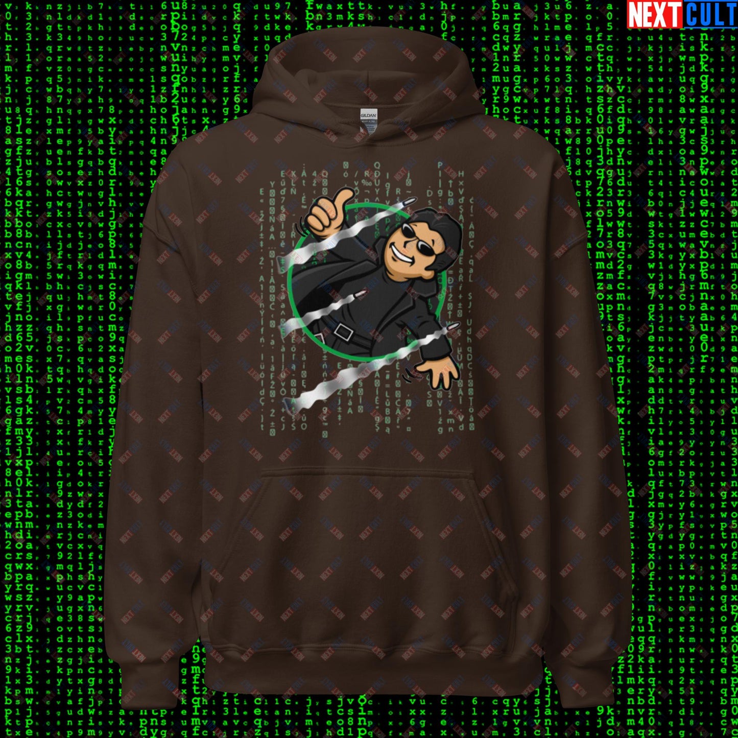 Neo Matrix Vault Boy Fallout Funny Meme Cartoon Mashup Unisex Hoodie Next Cult Brand