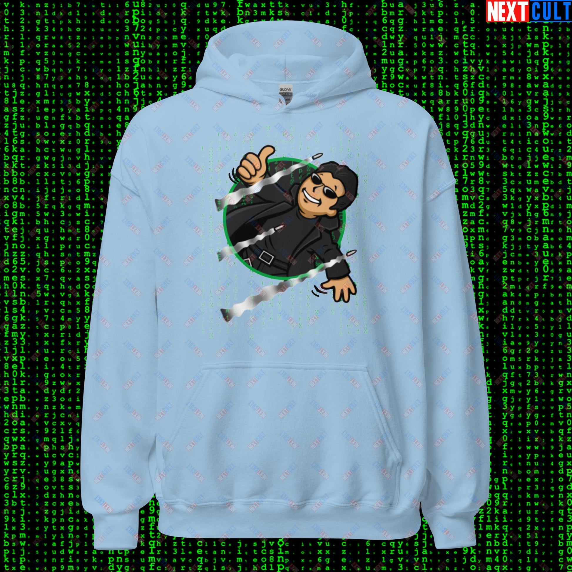 Neo Matrix Vault Boy Fallout Funny Meme Cartoon Mashup Unisex Hoodie Next Cult Brand