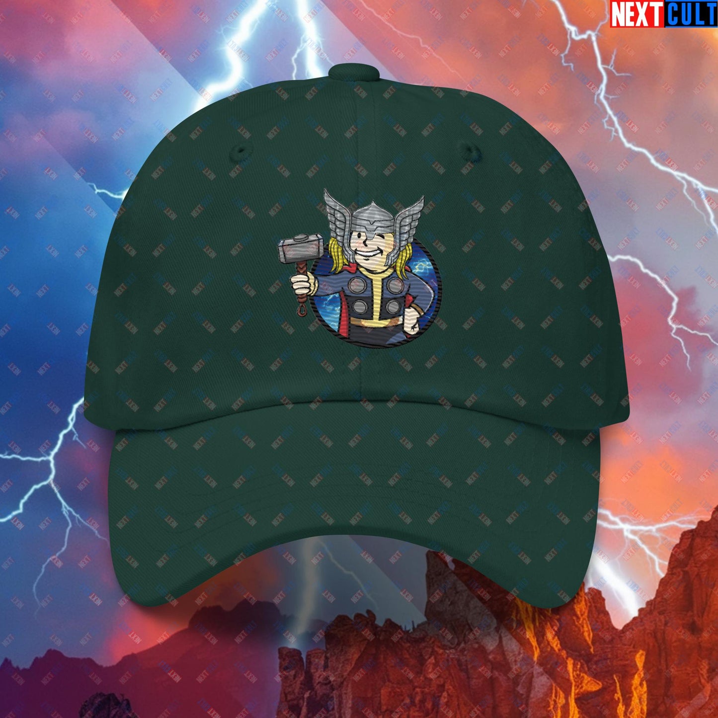 Norse Boy Thor Vault Boy Fallout Funny Meme Cartoon Mashup Dad hat Next Cult Brand