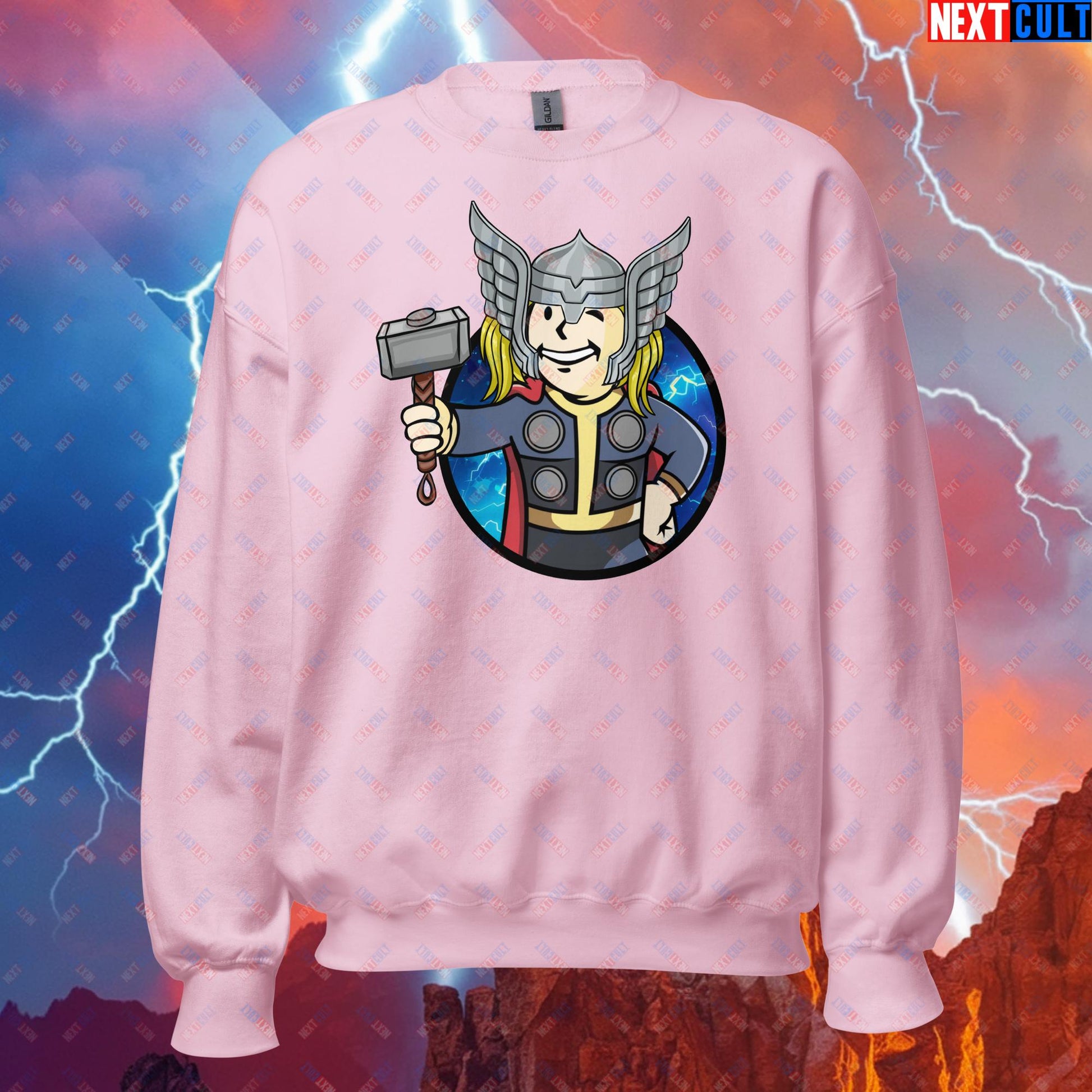 Norse Boy Thor Vault Boy Fallout Funny Meme Cartoon Mashup Unisex Sweatshirt Next Cult Brand