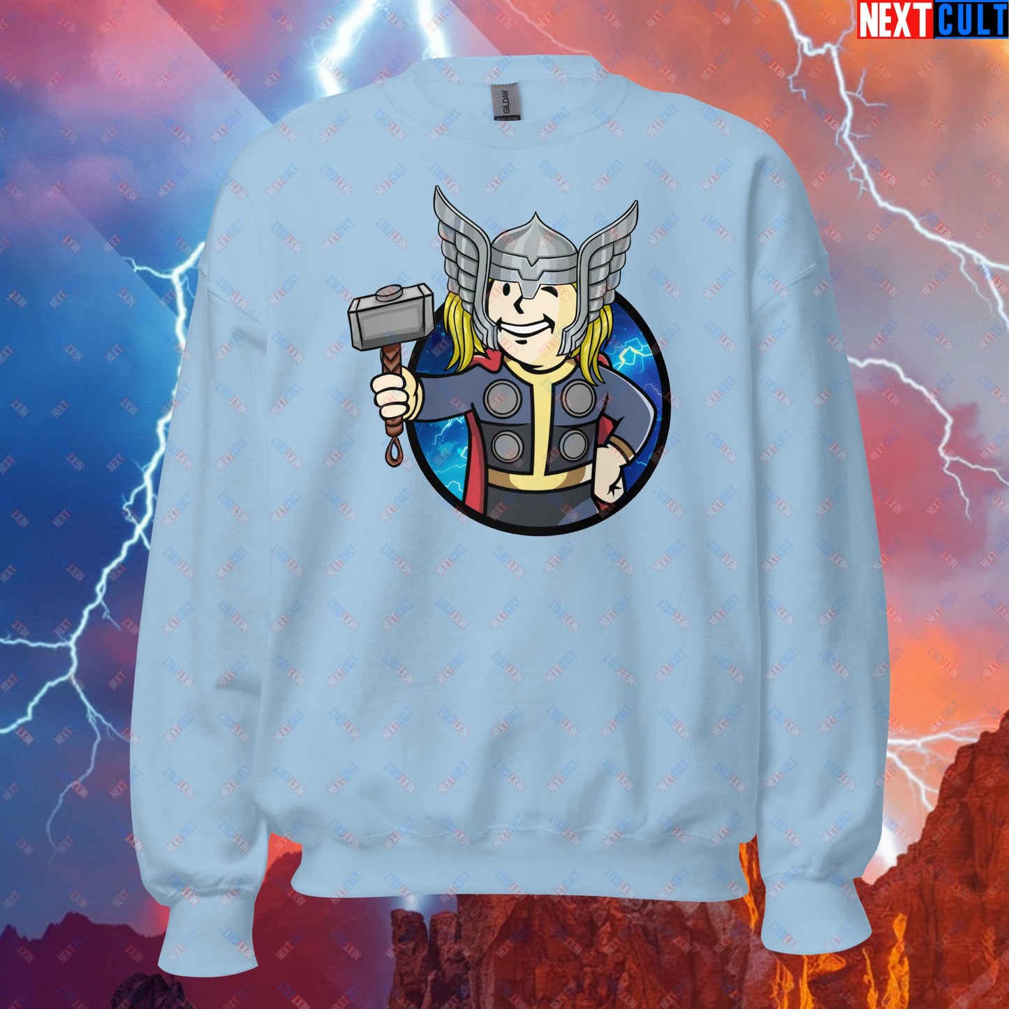 Norse Boy Thor Vault Boy Fallout Funny Meme Cartoon Mashup Unisex Sweatshirt Next Cult Brand