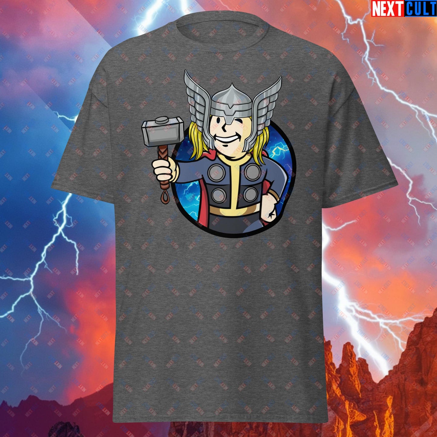 Norse Boy Thor Vault Boy Fallout Funny Meme Cartoon Mashup Unisex tee Next Cult Brand