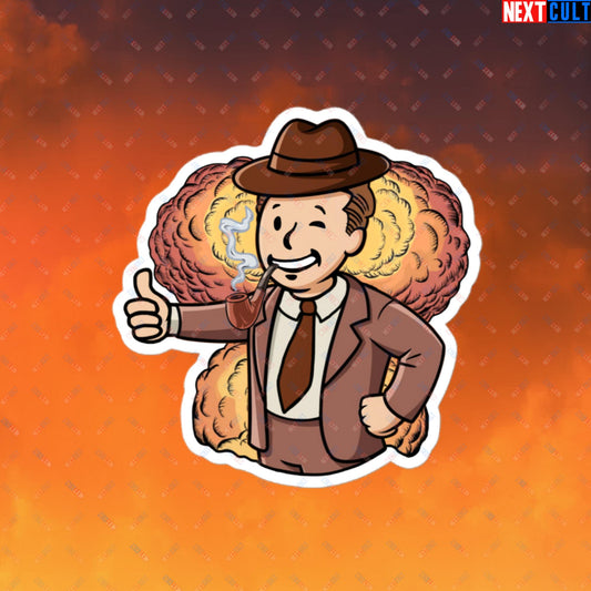 Nuclear Boy Oppenheimer Vault Boy Fallout Funny Meme Cartoon Mashup Bubble-free stickers Next Cult Brand