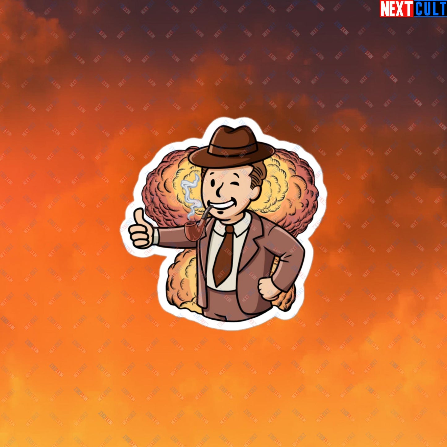 Nuclear Boy Oppenheimer Vault Boy Fallout Funny Meme Cartoon Mashup Bubble-free stickers Next Cult Brand