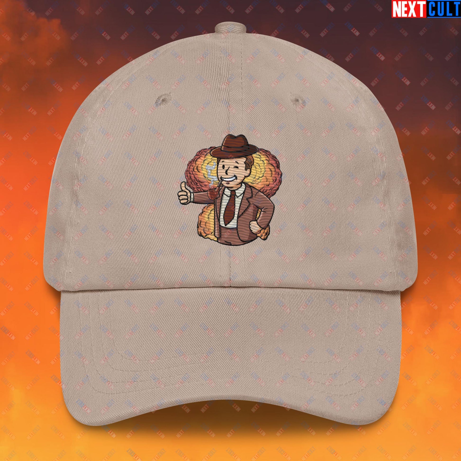 Nuclear Boy Oppenheimer Vault Boy Fallout Funny Meme Cartoon Mashup Dad hat Next Cult Brand