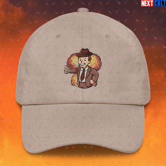 Nuclear Boy Oppenheimer Vault Boy Fallout Funny Meme Cartoon Mashup Dad hat Stone Hats Fallout Movies Oppenheimer Vault Boy Next Cult Brand