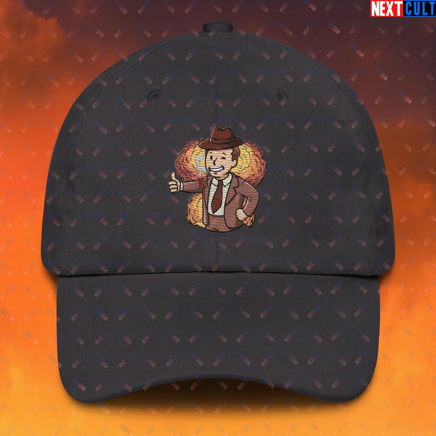 Nuclear Boy Oppenheimer Vault Boy Fallout Funny Meme Cartoon Mashup Dad hat Next Cult Brand