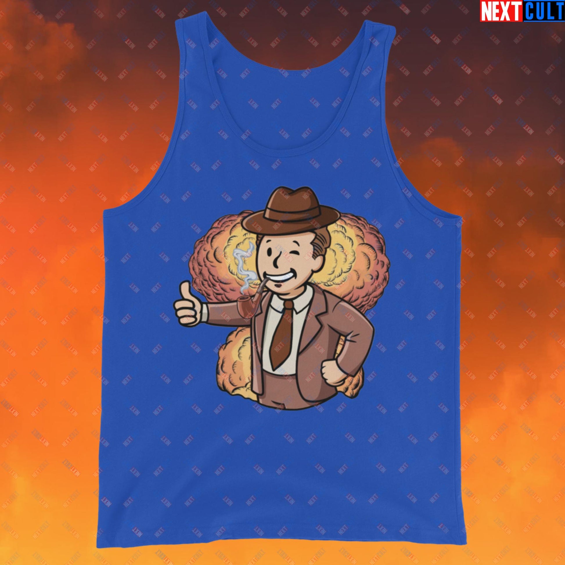 Nuclear Boy Oppenheimer Vault Boy Fallout Funny Meme Cartoon Mashup Tank Top Next Cult Brand