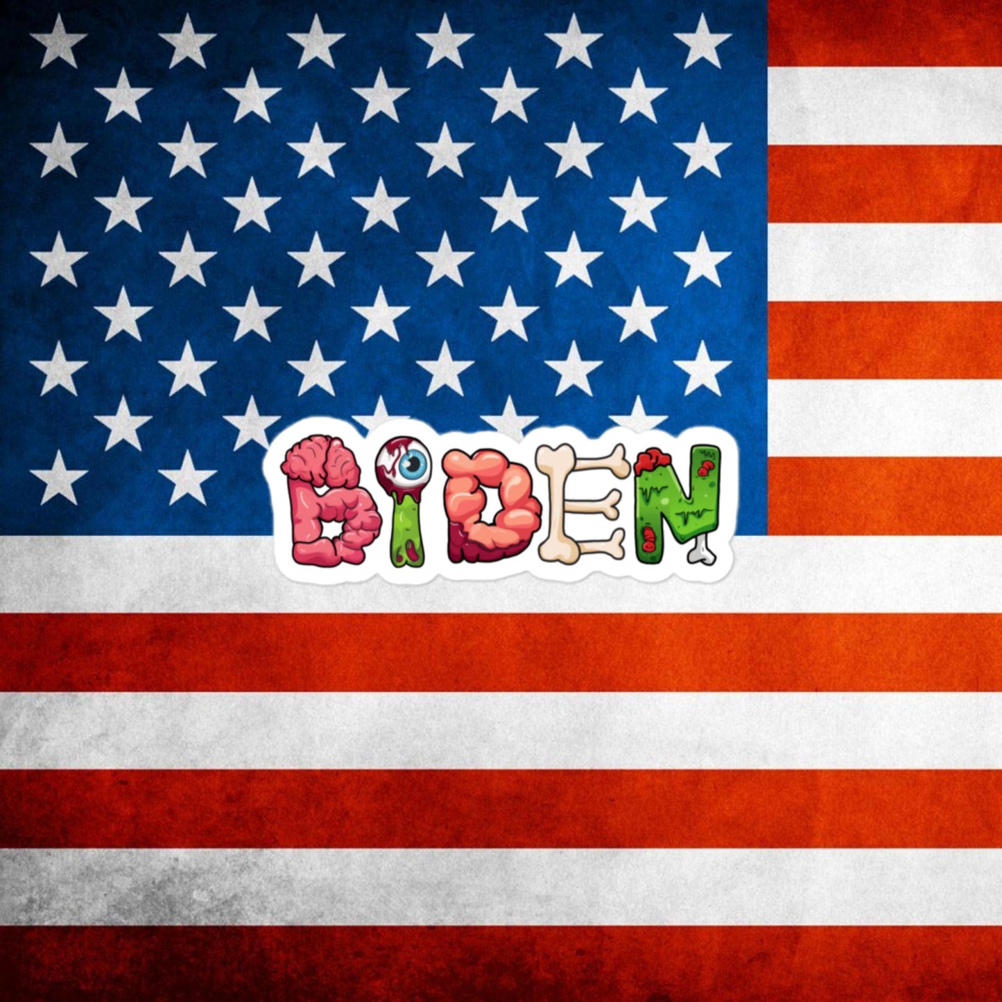 Old Joe Biden Zombie Walking Dead Funny Politics Bubble-free stickers 3″×3″ Stickers Joe Biden Politics TV Shows Walking Dead Zombie Next Cult Brand