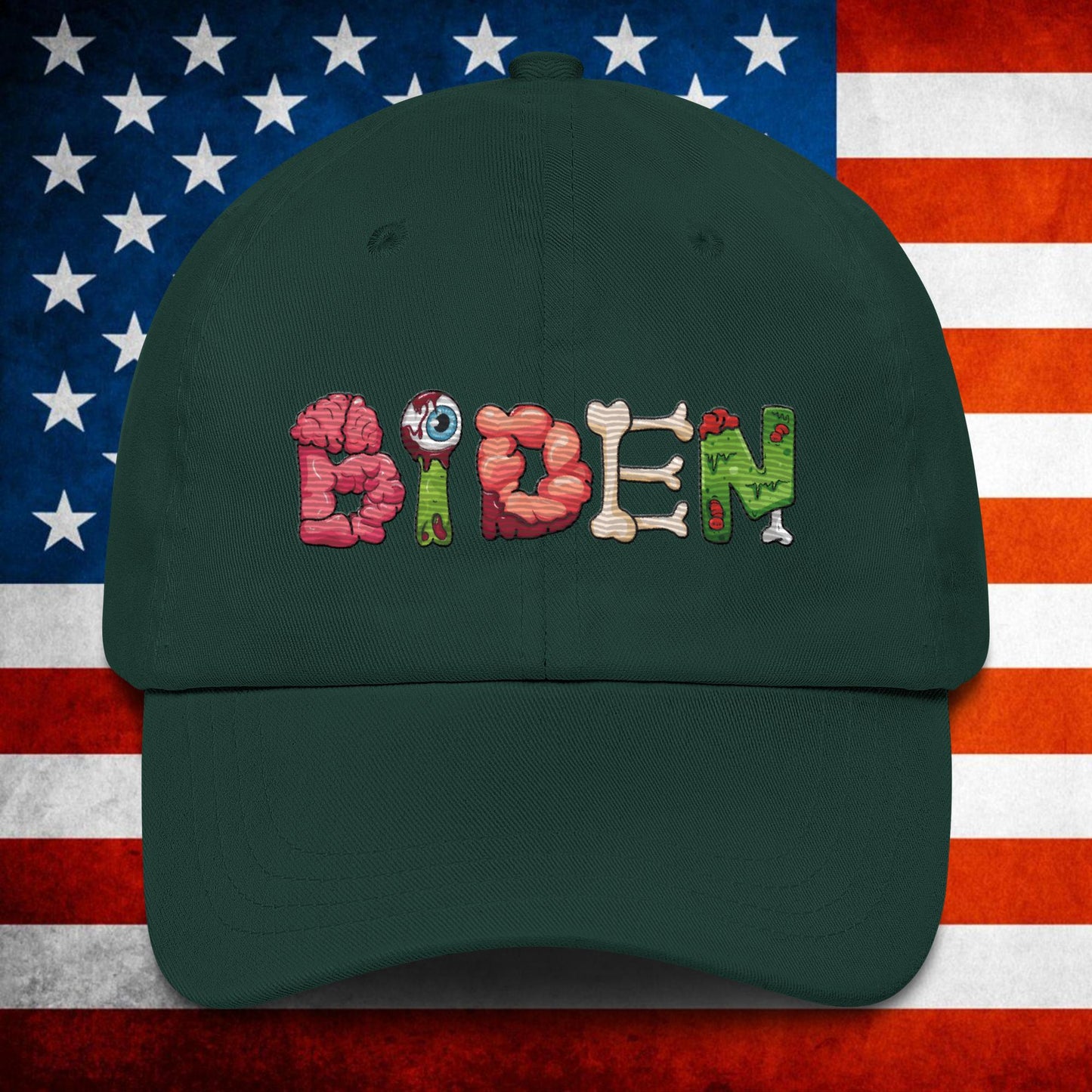 Old Joe Biden Zombie Walking Dead Funny Politics Dad hat Spruce Hats Joe Biden Politics TV Shows Walking Dead Zombie Next Cult Brand