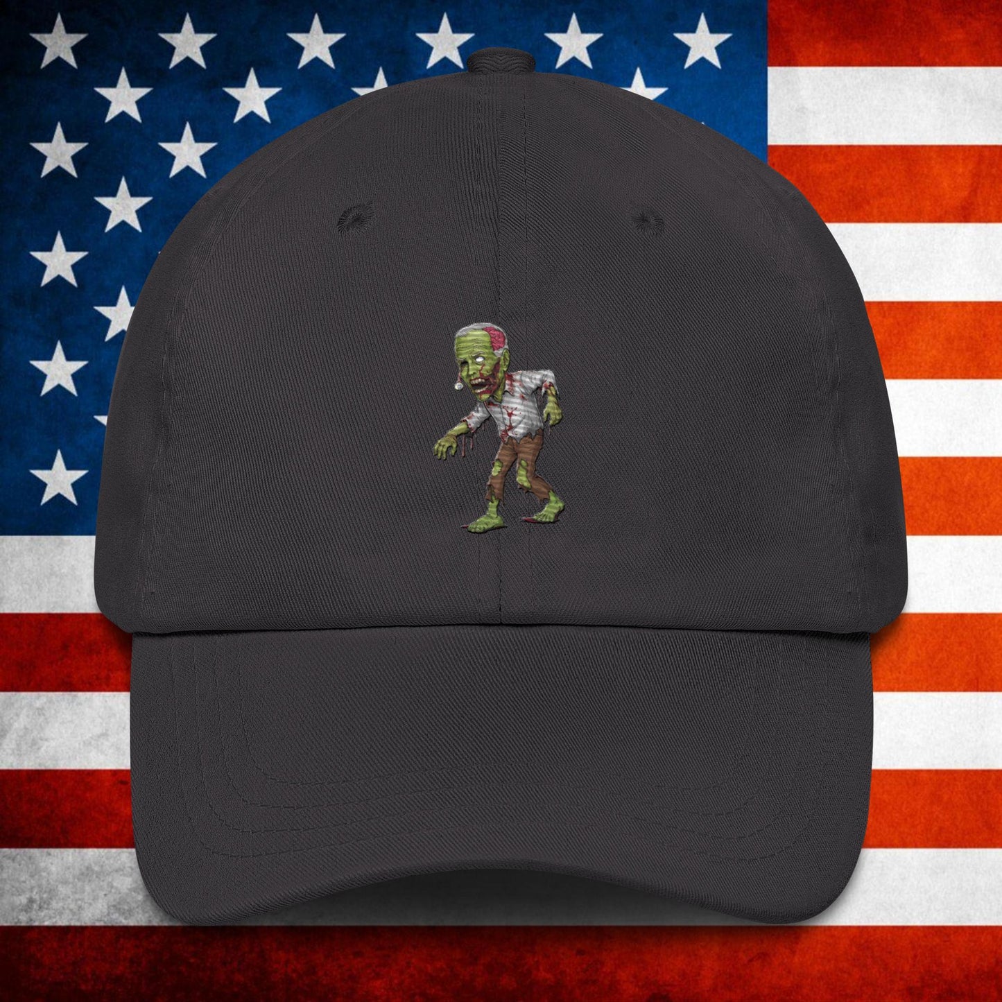 Old Joe Biden Zombie Walking Dead Funny Politics Dad hat Dark Grey Hats Joe Biden Politics TV Shows Walking Dead Zombie Next Cult Brand