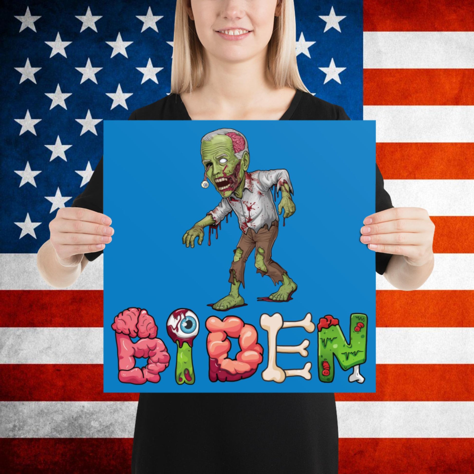 Old Joe Biden Zombie Walking Dead Funny Politics Poster 16″×16″ Posters Joe Biden Politics TV Shows Walking Dead Zombie Next Cult Brand