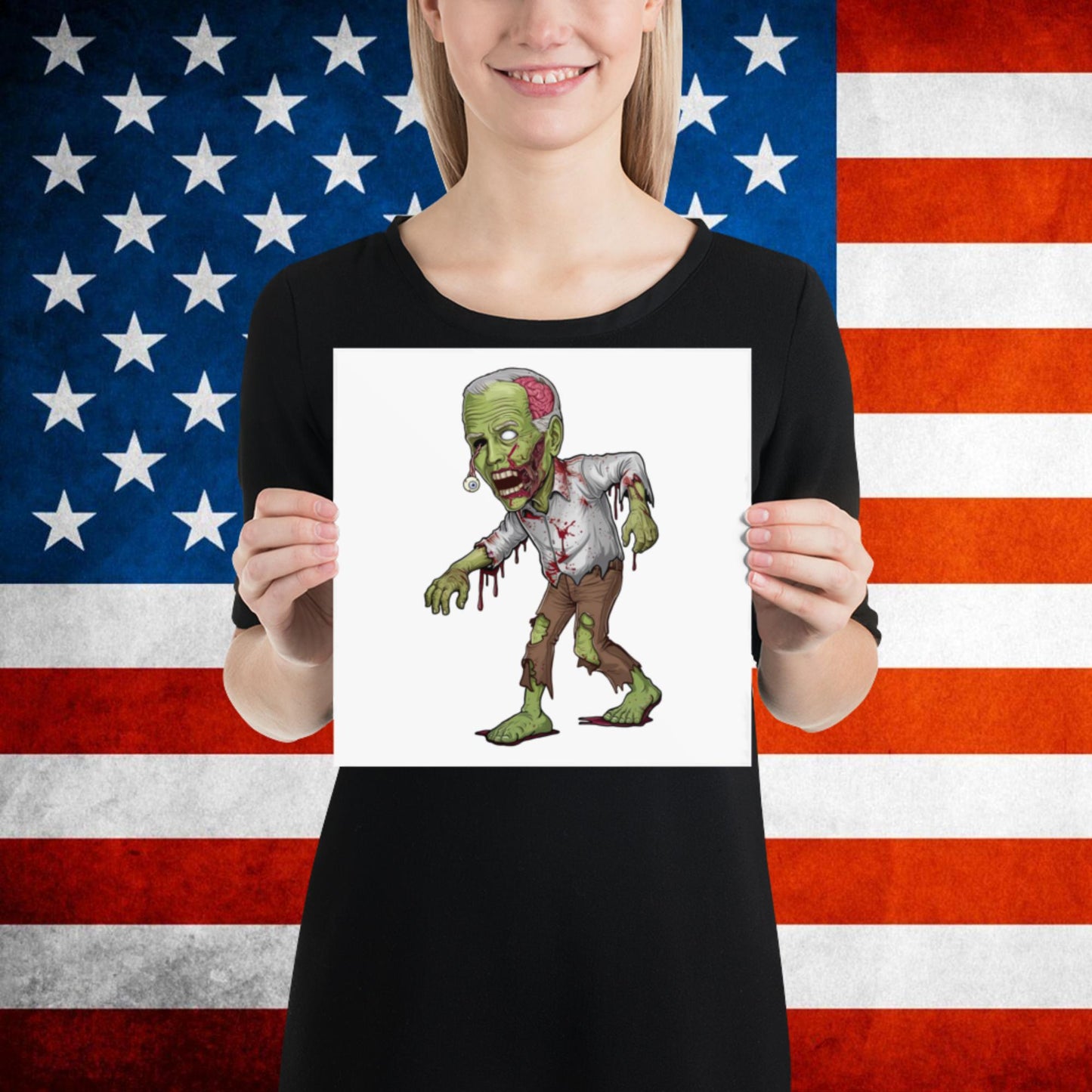 Old Joe Biden Zombie Walking Dead Funny Politics Poster Next Cult Brand