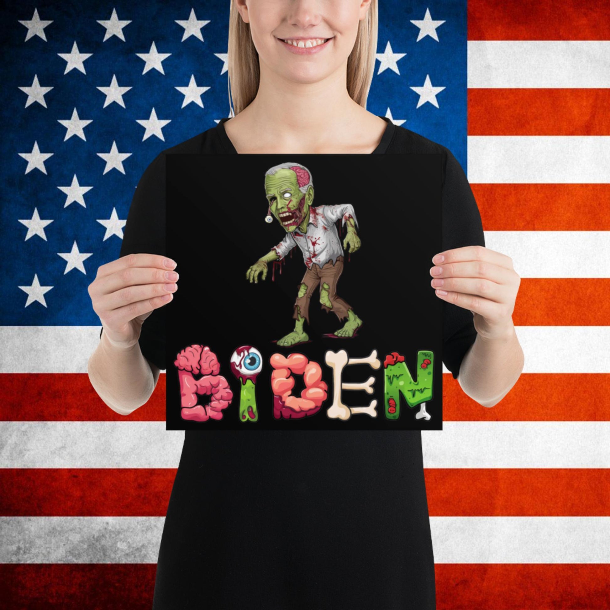 Old Joe Biden Zombie Walking Dead Funny Politics Poster 12″×12″ Posters Joe Biden Politics TV Shows Walking Dead Zombie Next Cult Brand