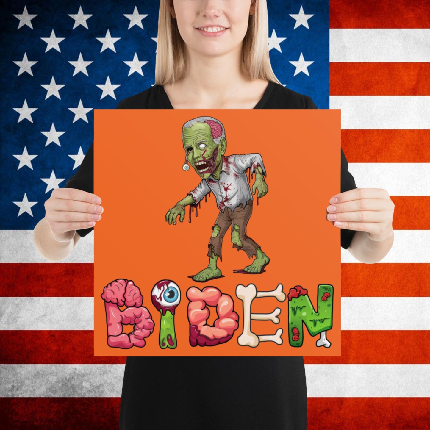 Old Joe Biden Zombie Walking Dead Funny Politics Poster 16″×16″ Posters Joe Biden Politics TV Shows Walking Dead Zombie Next Cult Brand