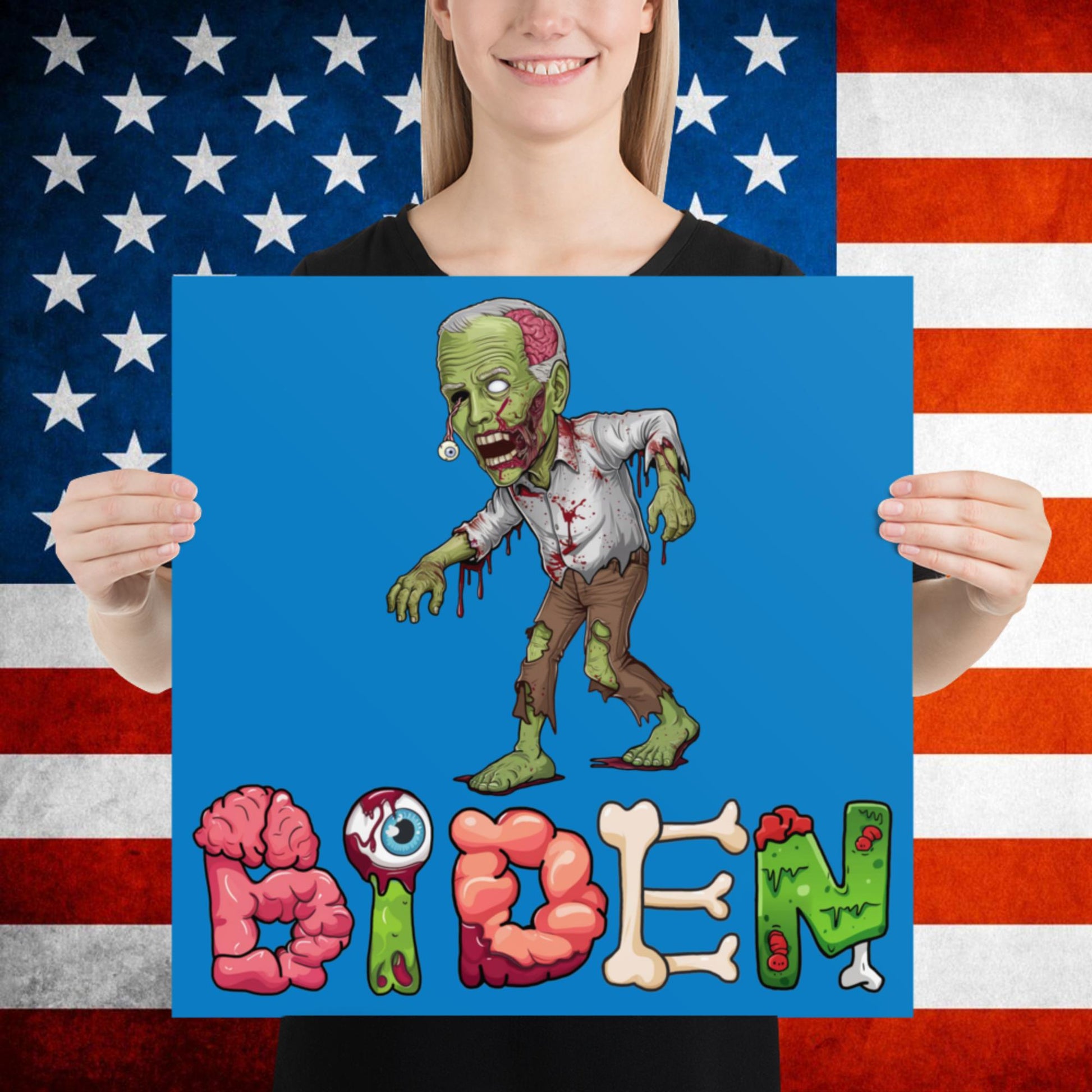 Old Joe Biden Zombie Walking Dead Funny Politics Poster 18″×18″ Posters Joe Biden Politics TV Shows Walking Dead Zombie Next Cult Brand